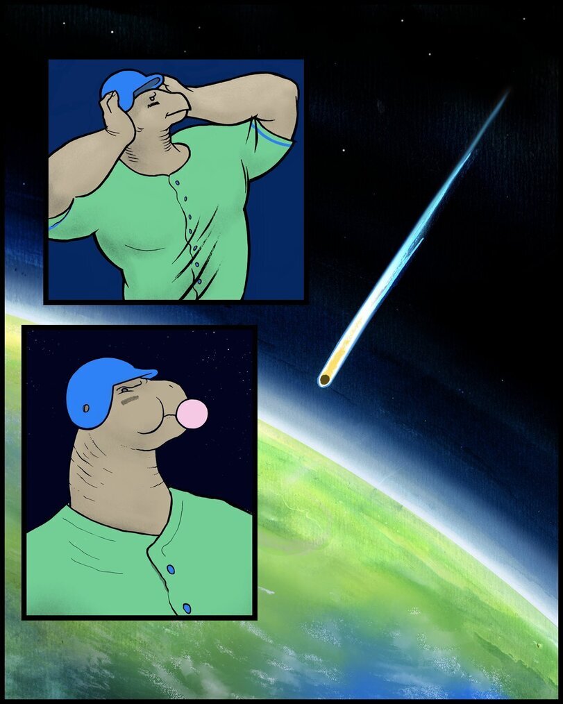 Worthy - Perry Bible Fellowship, Dinosaurs, Meteorite, Longpost, Humor