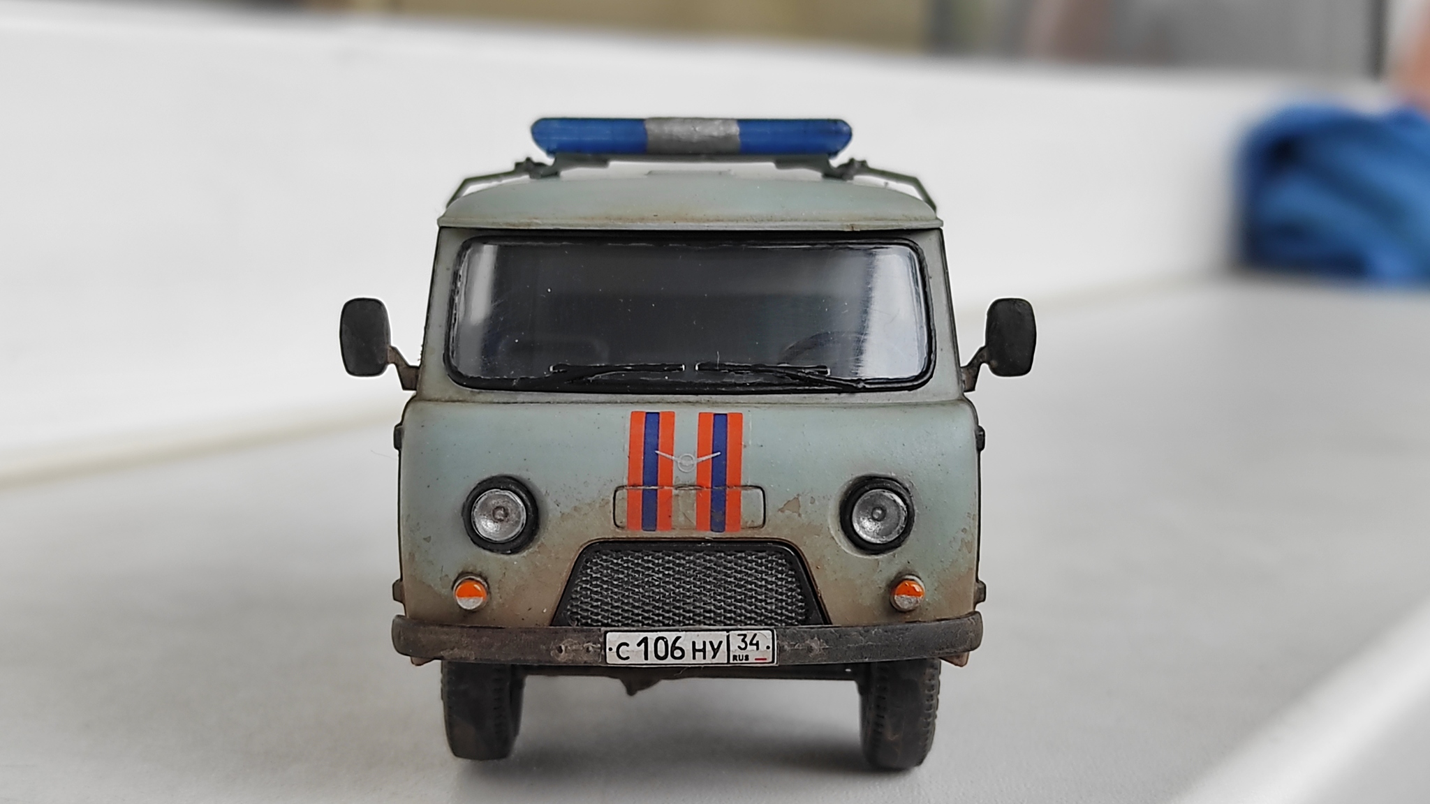 UAZ 3909 in the livery of the Ministry of Emergency Situations - My, Modeling, Stand modeling, UAZ, Scale model, Painting miniatures, Scale 1:35, Longpost