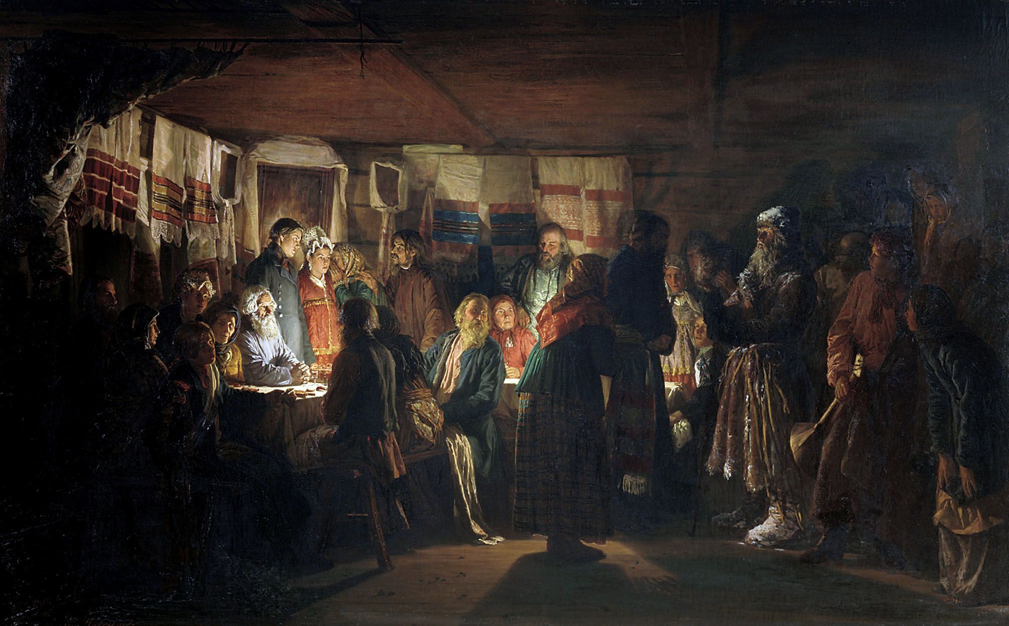 Maksimov V.M. The Arrival of the Sorcerer at the Peasant Wedding, 1875 - Witch, Painting, История России, Longpost