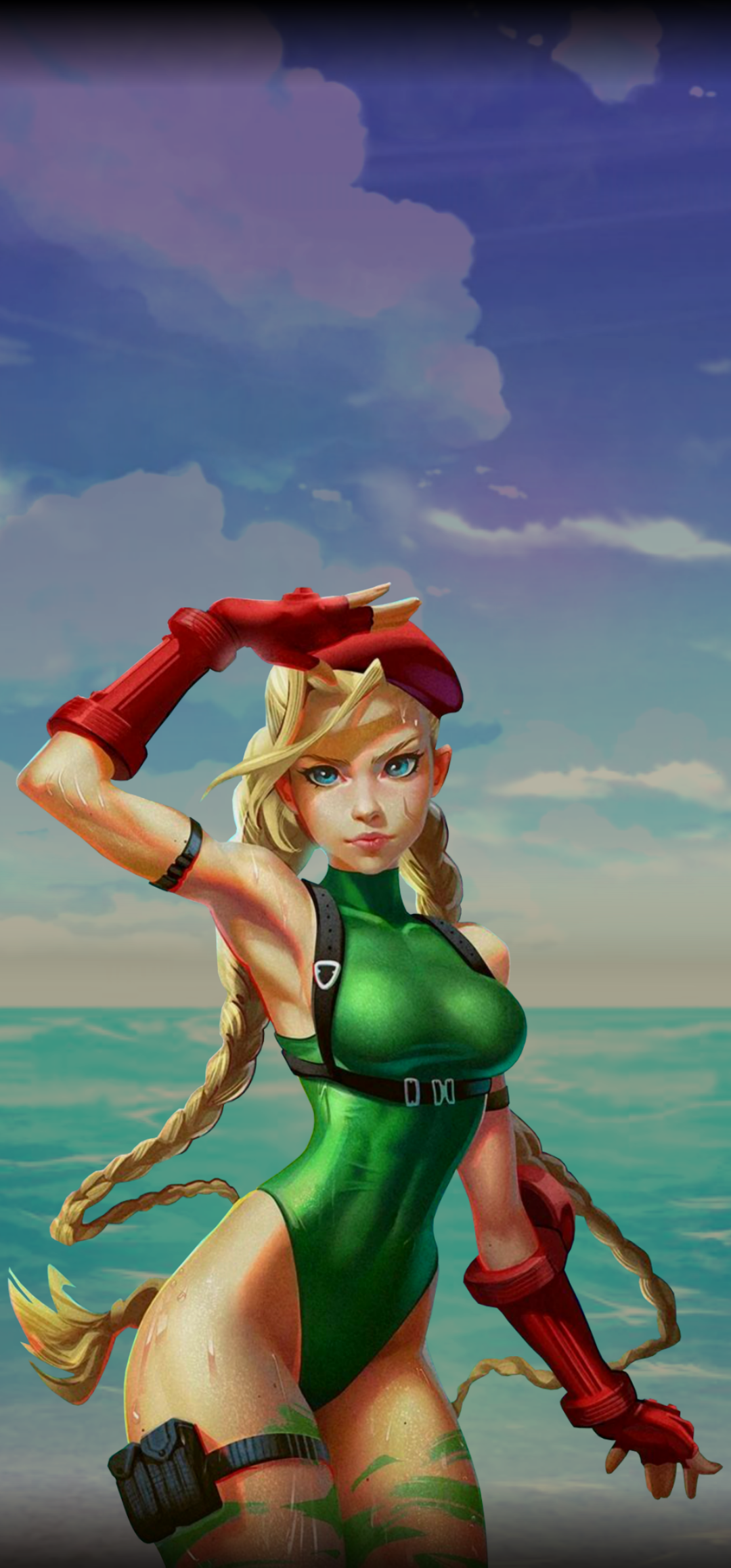 Флн на телефон #2.2 косички - NSFW, Рисунок, Street Fighter, Cammy White, Девушки, Купальник, Лето, Igor Lomov, Арт, Обои на телефон, Длиннопост