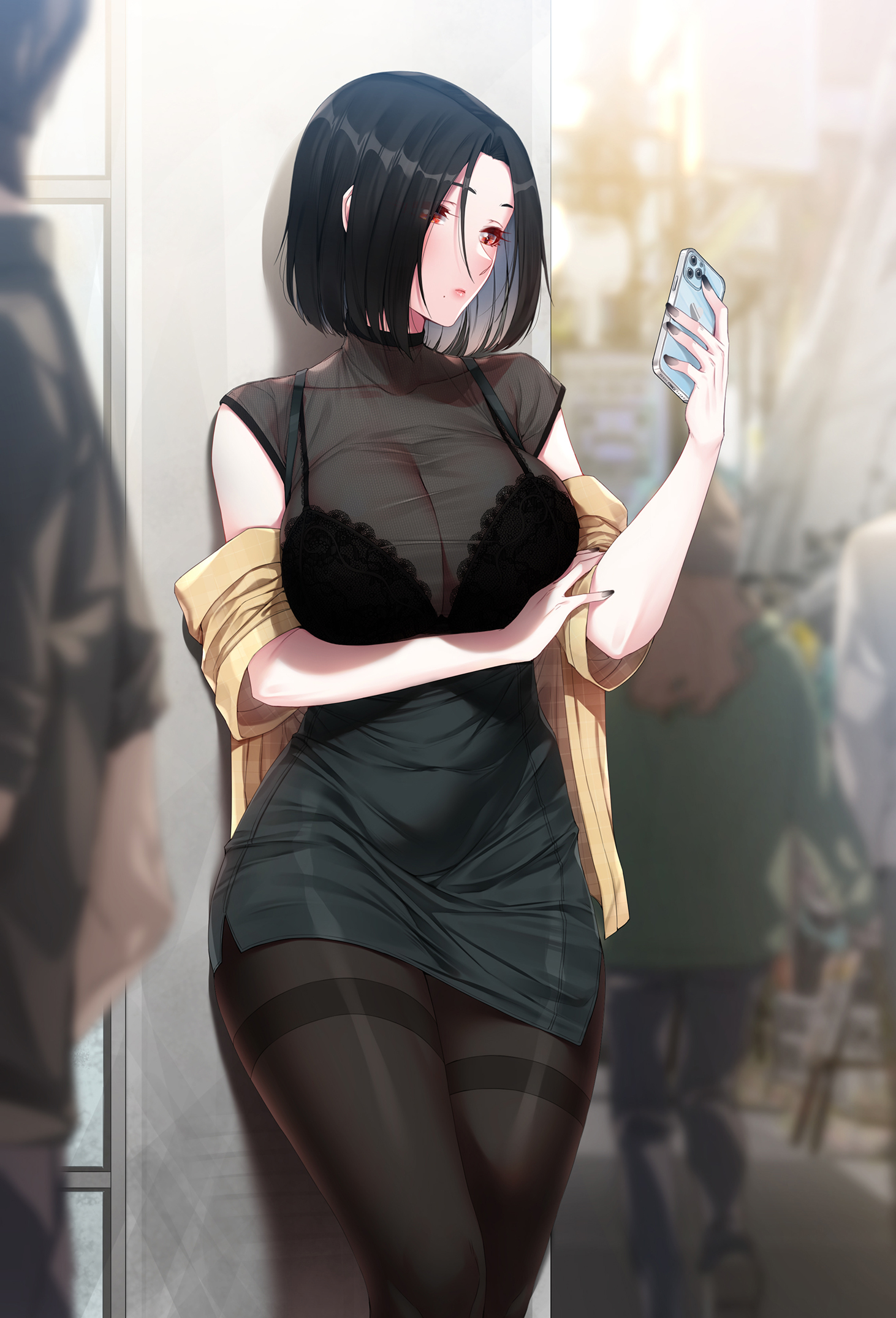 Unexpected meeting - Drawing, Girls, Meeting, Smartphone, Joy, Original character, Anime art, Art, Longpost, Anime, Repeat