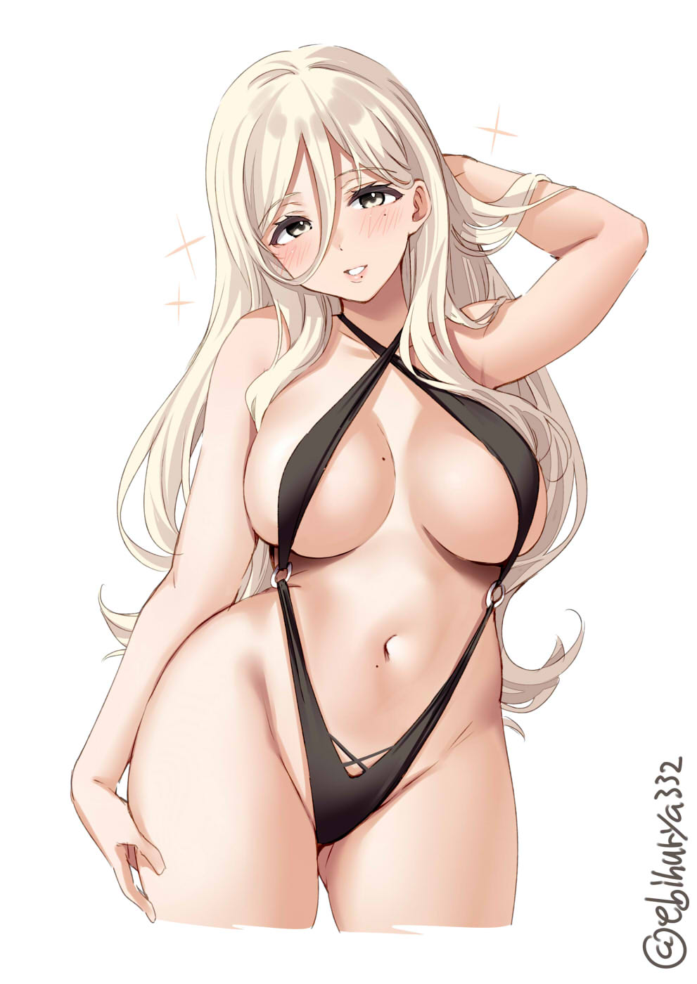 Richelieu - NSFW, Anime art, Anime, Girls, Kantai collection, Boobs, Richelieu, Swimsuit, Ebifurya, Hand-drawn erotica, Erotic