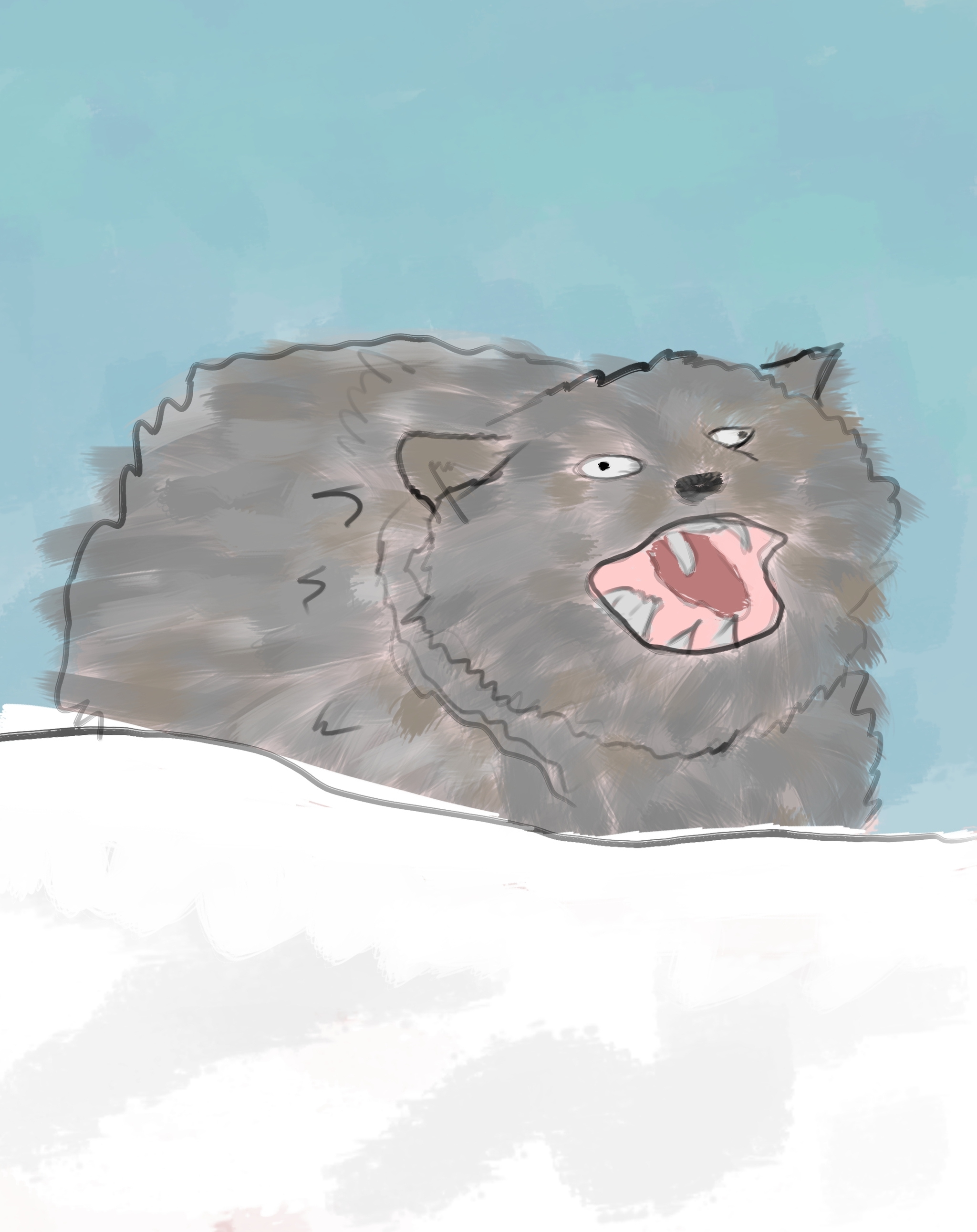 Before the state of the sneeze manul - My, Pallas' cat, Pet the cat, Small cats, Digital drawing, Predatory animals