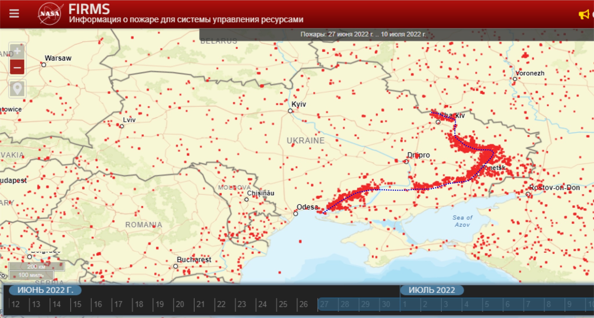 Fires in Ukraine for two weeks of June-July 2022 - My, Politics, NASA, Video, Youtube, Fire