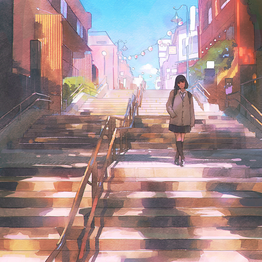 Ilya Kuvshinov Art - Art, Artstation, Town, Girls, Anime art, Ilya Kuvshinov, Longpost