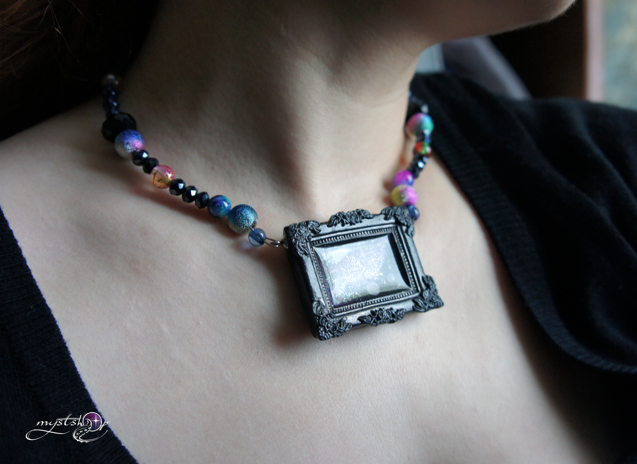 Space necklace - My, Needlework without process, Space, Epoxy resin, Galaxy, Longpost