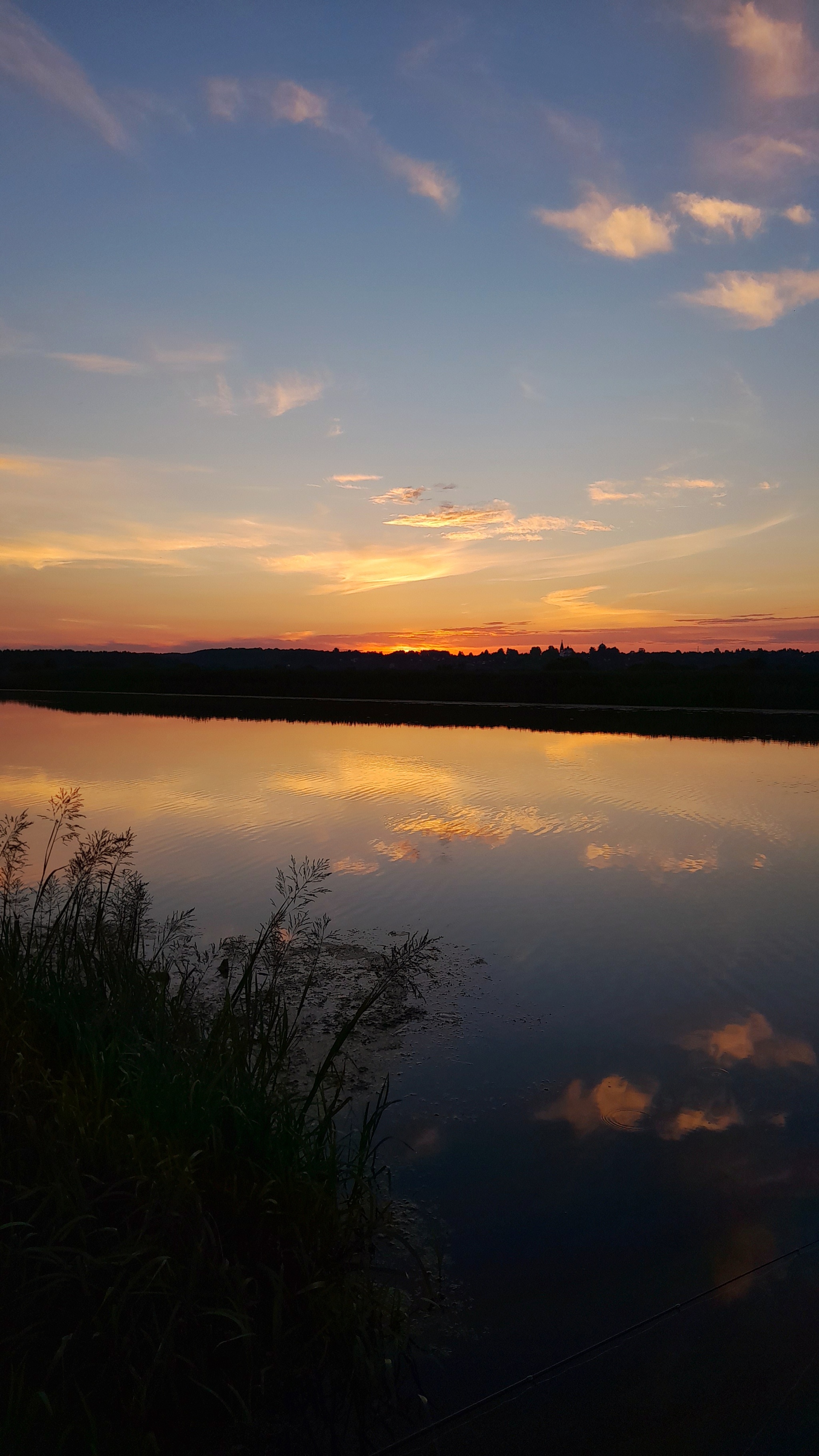 Fishing at dawn - My, Mobile photography, Fishing, Kostroma region, Volga river, Longpost