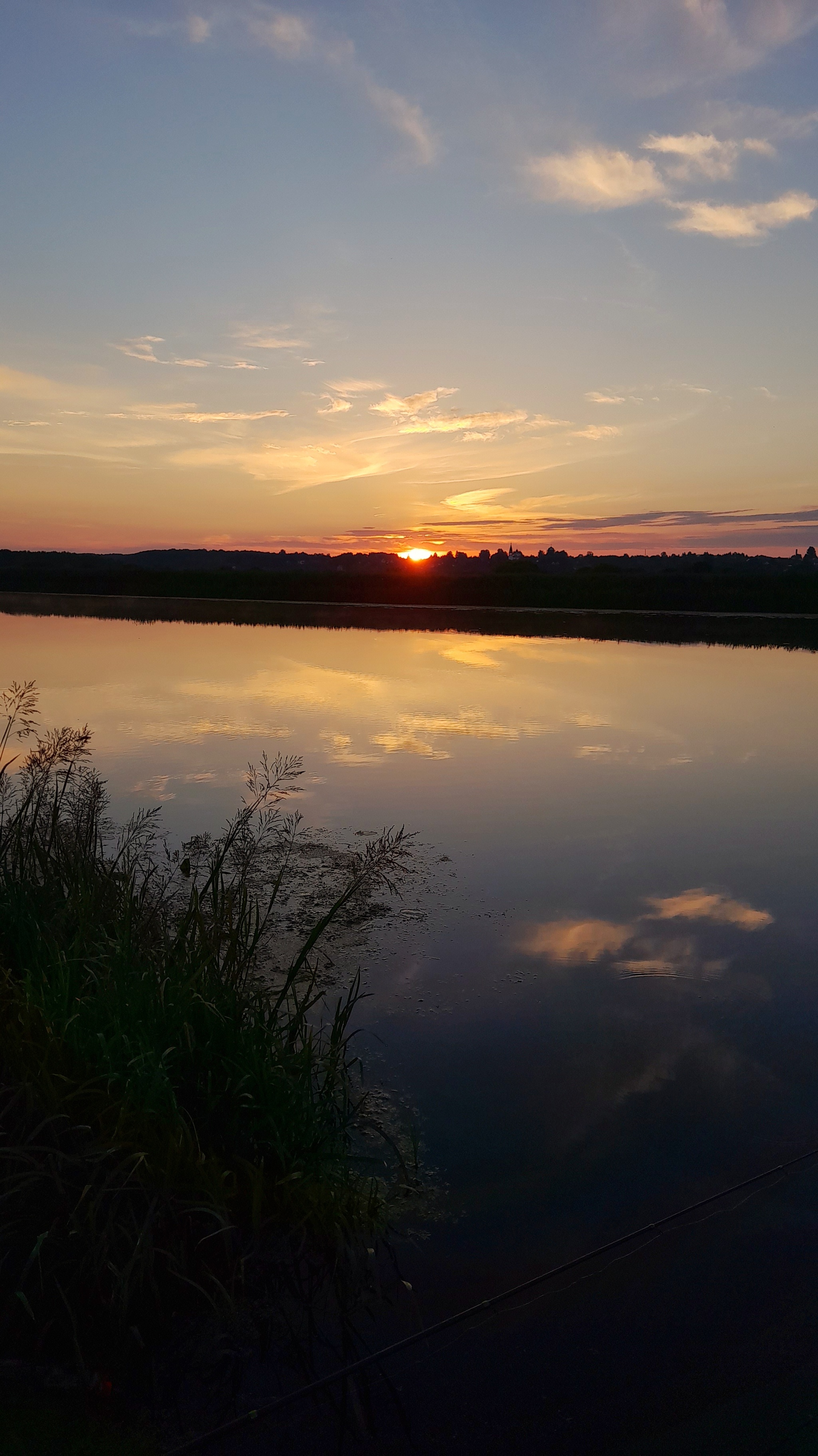 Fishing at dawn - My, Mobile photography, Fishing, Kostroma region, Volga river, Longpost