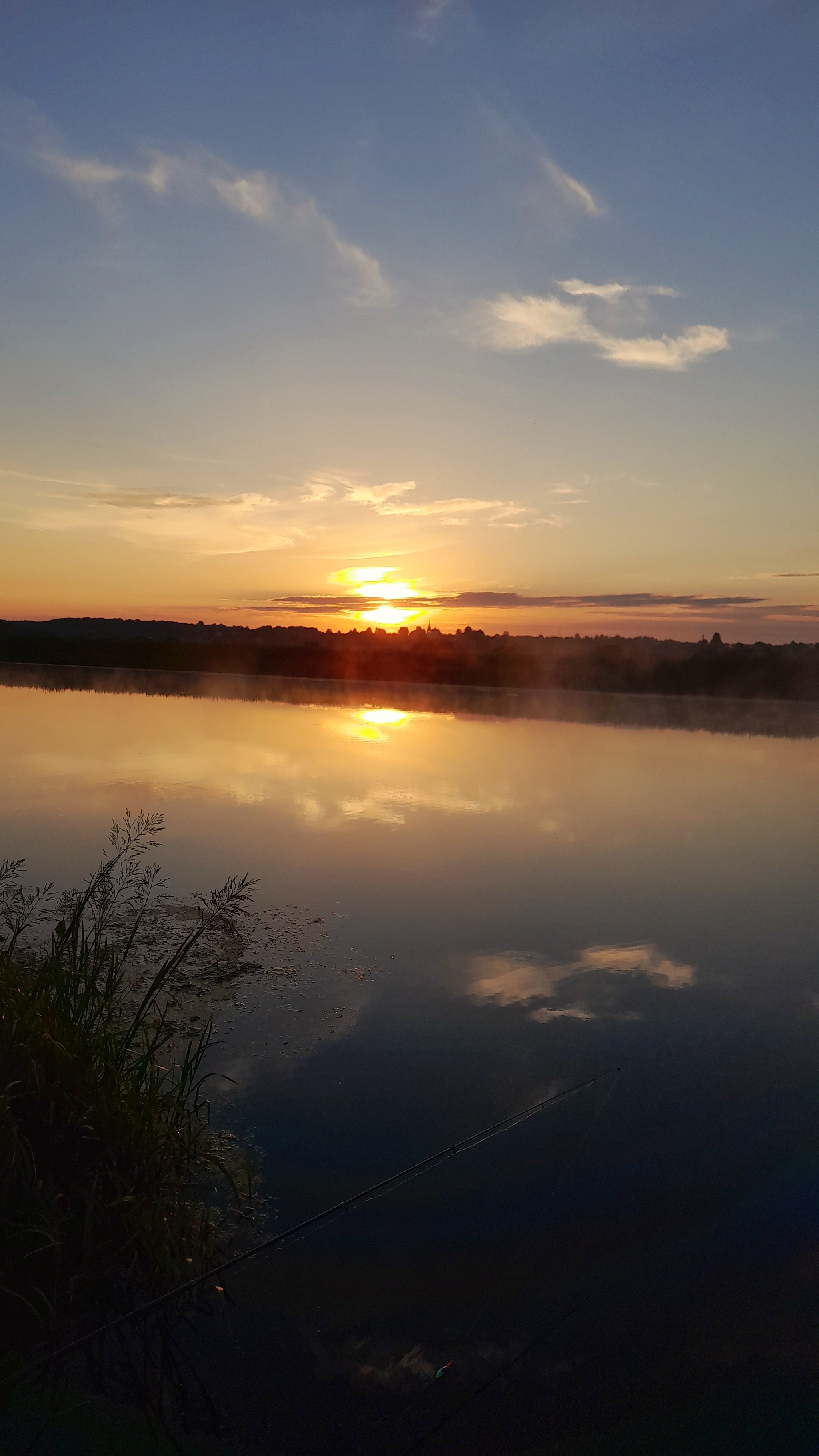 Fishing at dawn - My, Mobile photography, Fishing, Kostroma region, Volga river, Longpost