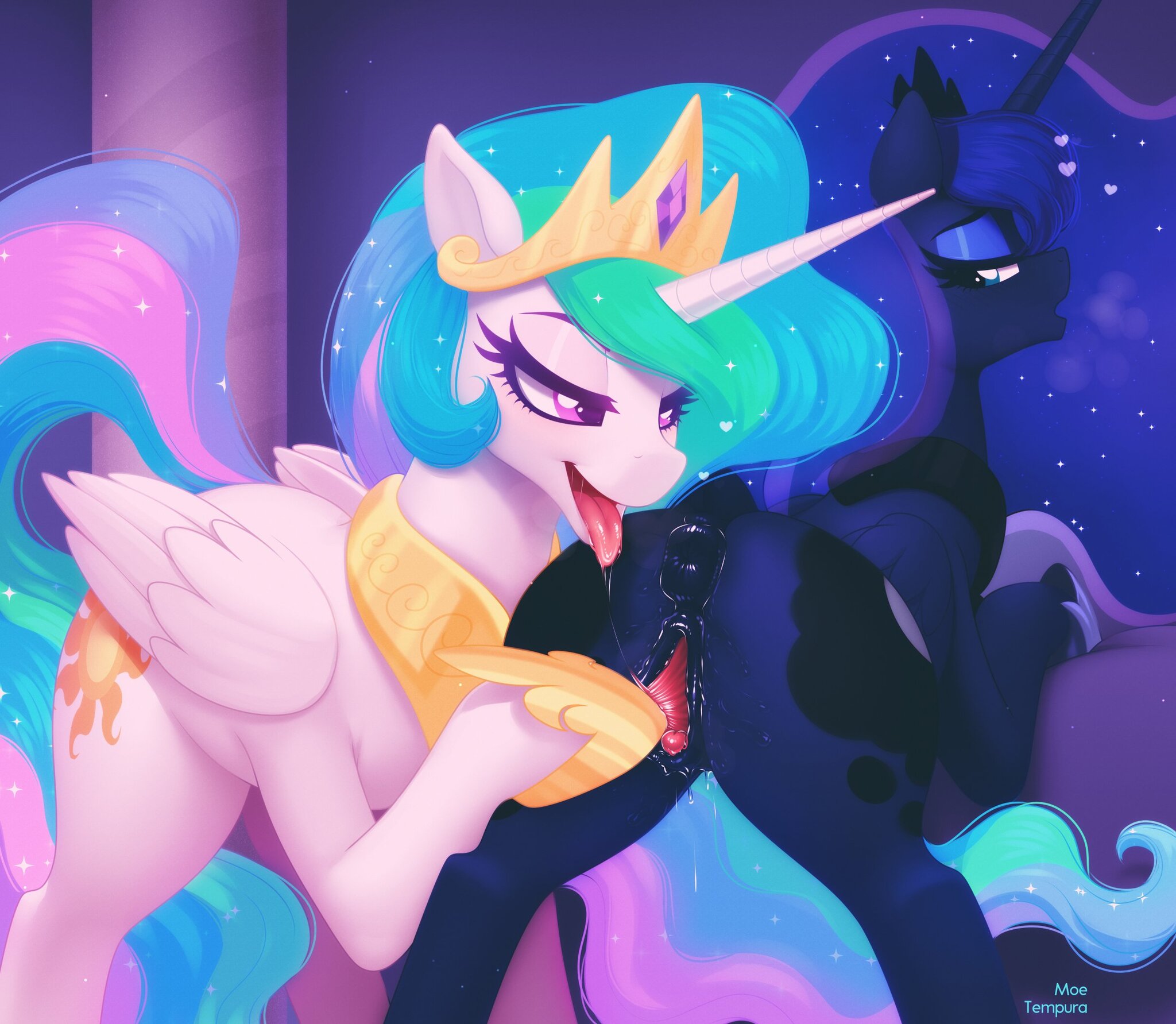 Солнечные шалости - NSFW, My Little Pony, PonyArt, MLP Explicit, MLP anatomically correct, Princess Luna, Princess Celestia, MLP Lesbian, Шиппинг, Moetempura