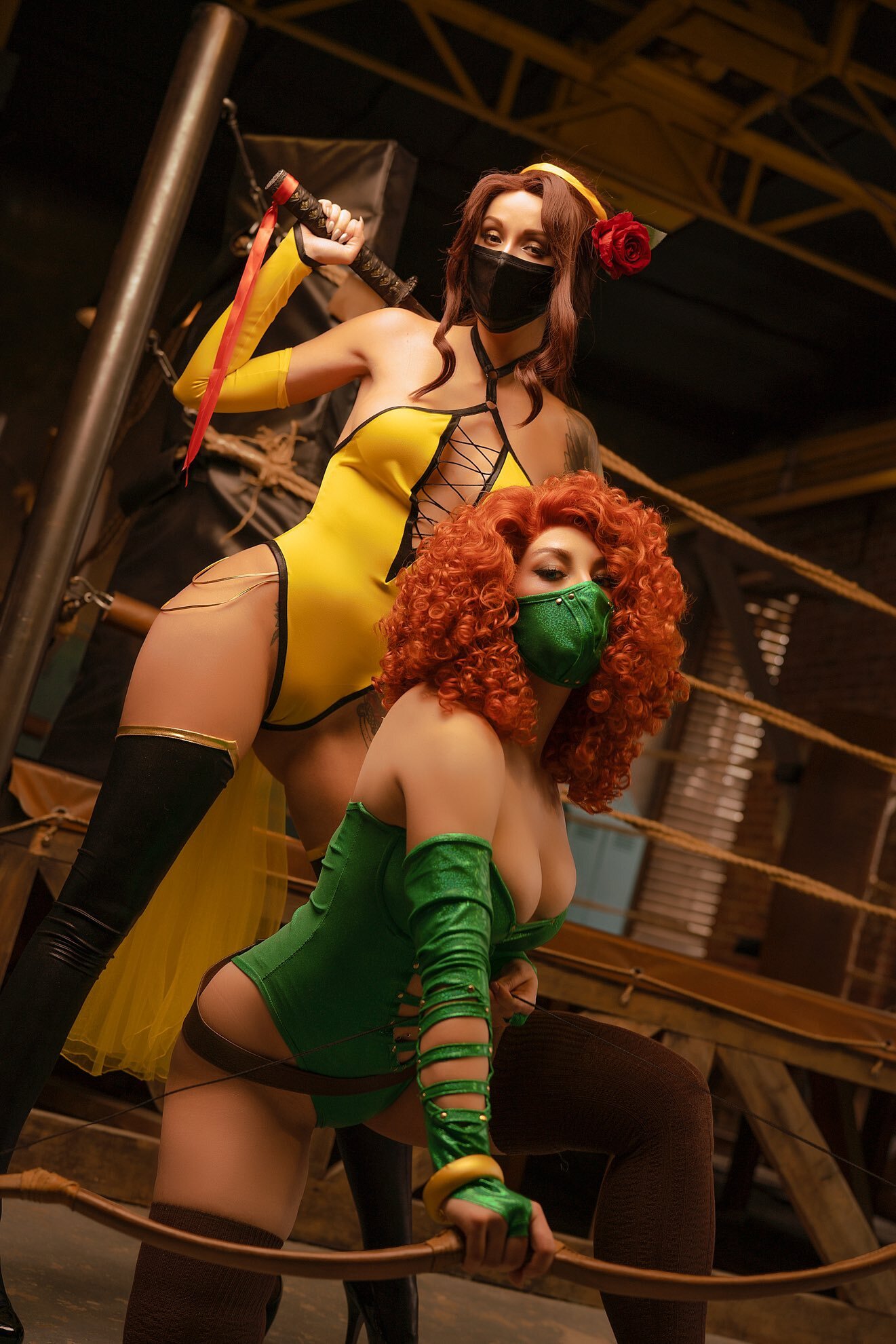 Merida and Belle: A Mortal Combat - NSFW, Girls, Cosplay, Mortal kombat, Merida (Braveheart), Belle, The beauty and the Beast, Braveheart (film), Erotic, Underwear, Boobs, Booty, Lera himera, Longpost