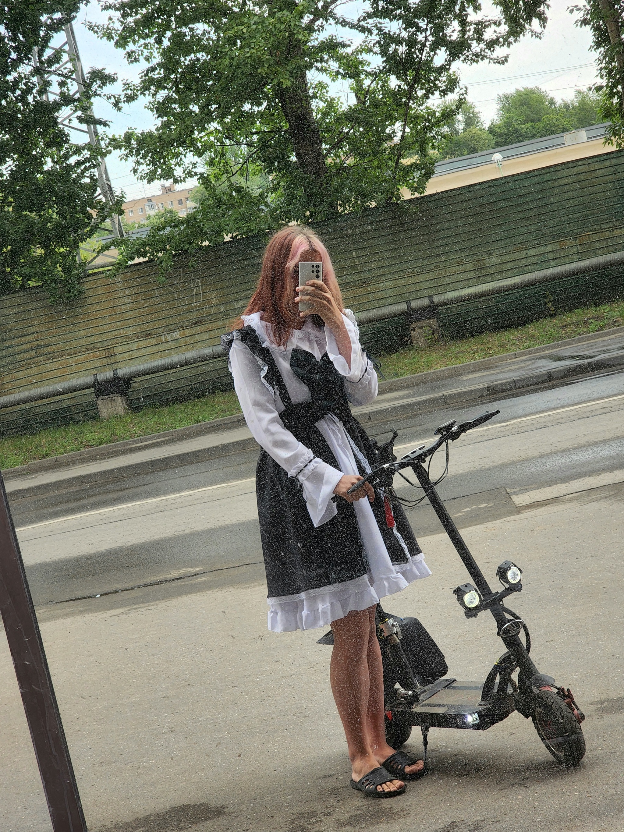 Maid on scooter - My, Femboy, Its a trap!, Trap IRL, Trap my, Housemaid, Dianahardbass, Dianaxiaomi