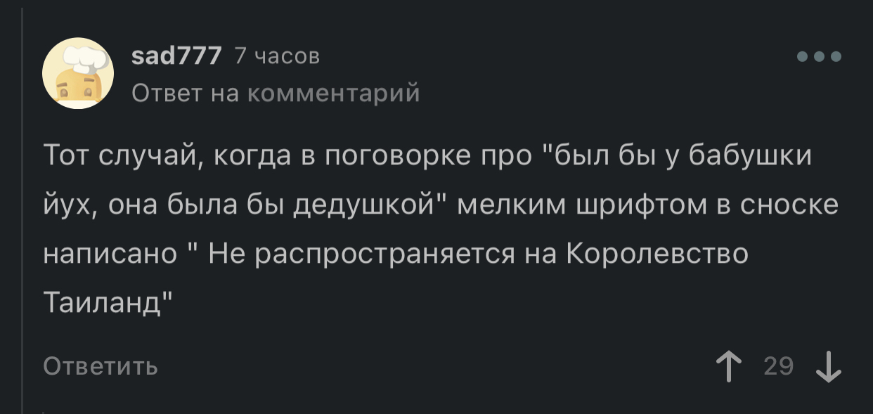 Был бы у бабушки х… - Юмор, Скриншот, Комментарии на Пикабу, Комментарии, Таиланд