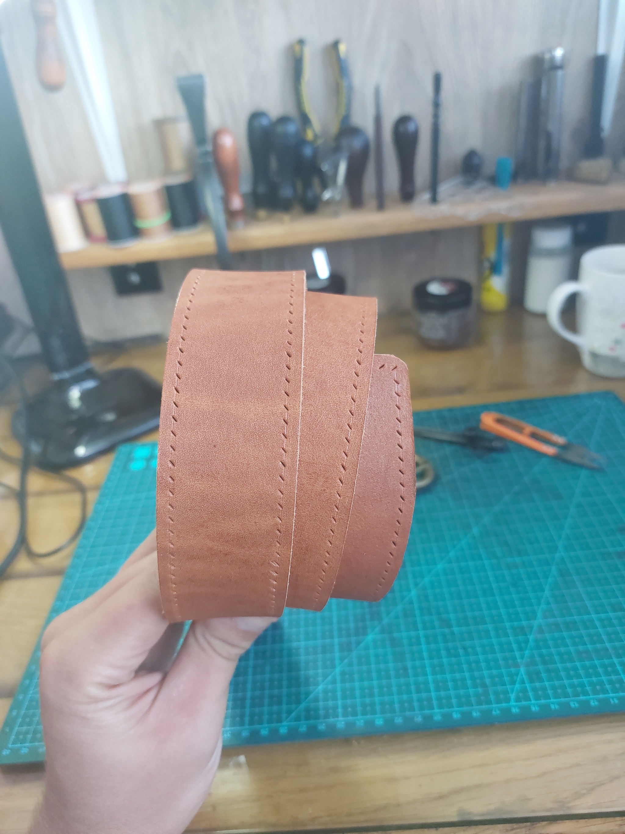 How to make a belt out of leather - My, Belt, Leather products, Needlework, With your own hands, Hand seam, Natural leather, Longpost, Needlework with process