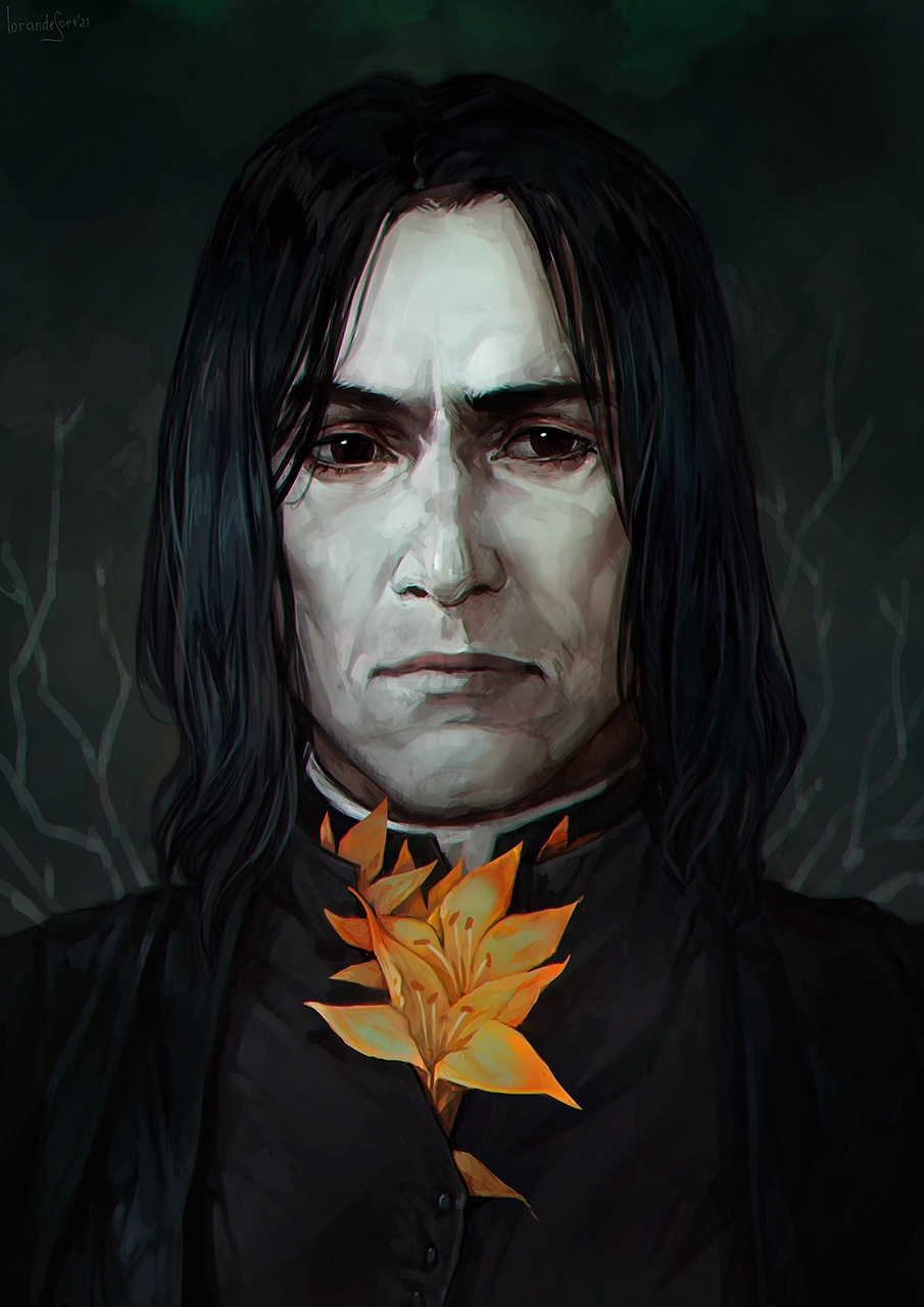 Severus - Art, Harry Potter, Severus Snape, Flowers, Portrait