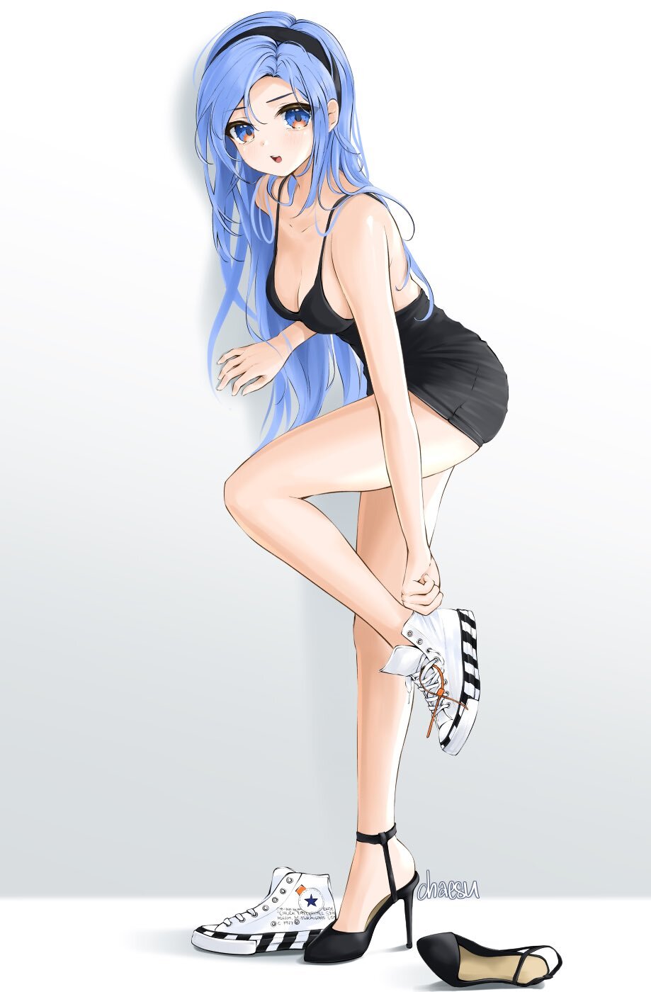 Minah - Drawing, Girls, Minah, cat, Sport, Shoes, Sports girls, Original character, Chaesu, Repeat, A selection, Anime art, Art, Longpost, Anime