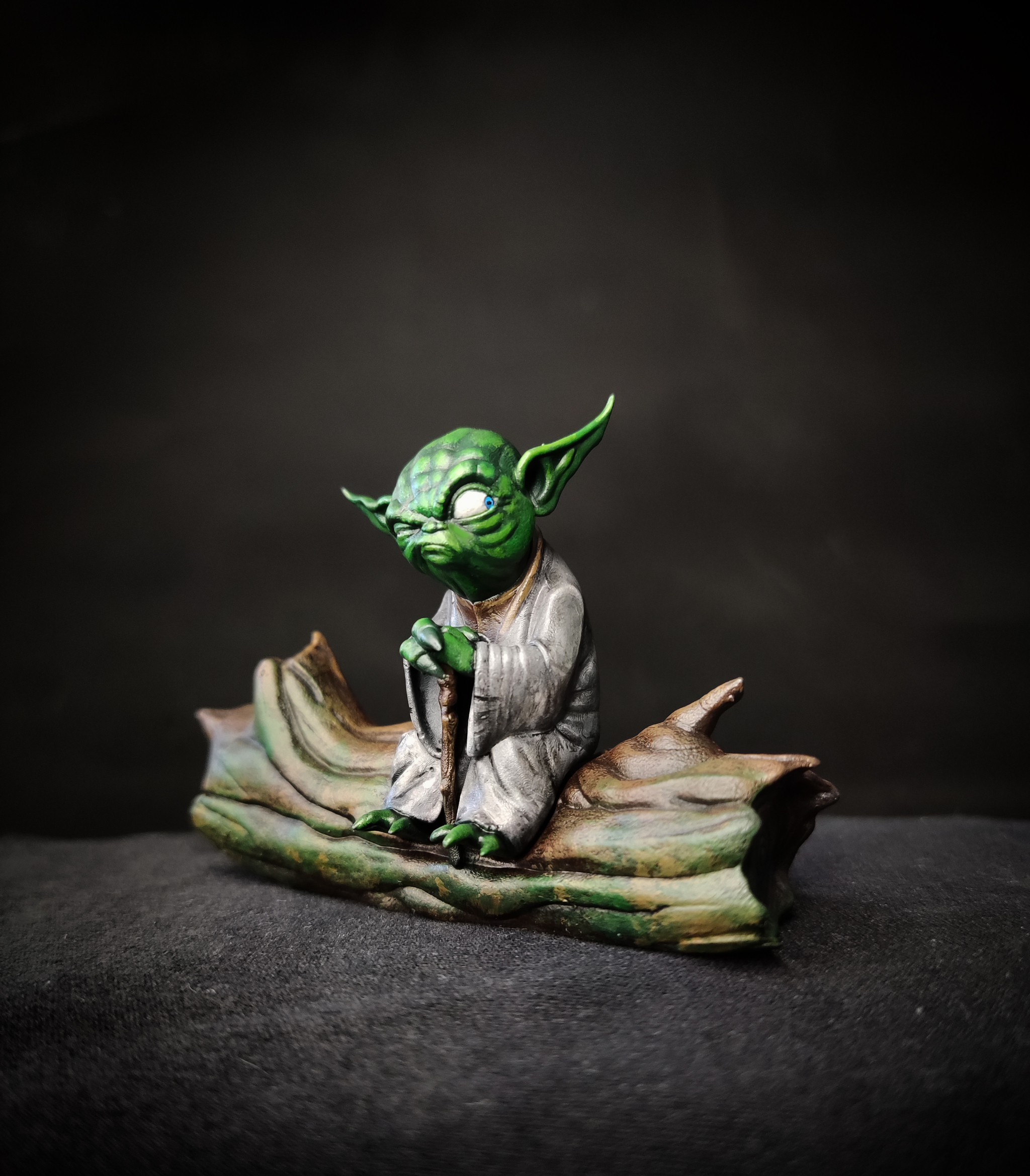Miniature Yoda and log - My, Painting miniatures, Stand modeling, Miniature, 3D печать, Star Wars, Yoda, Longpost