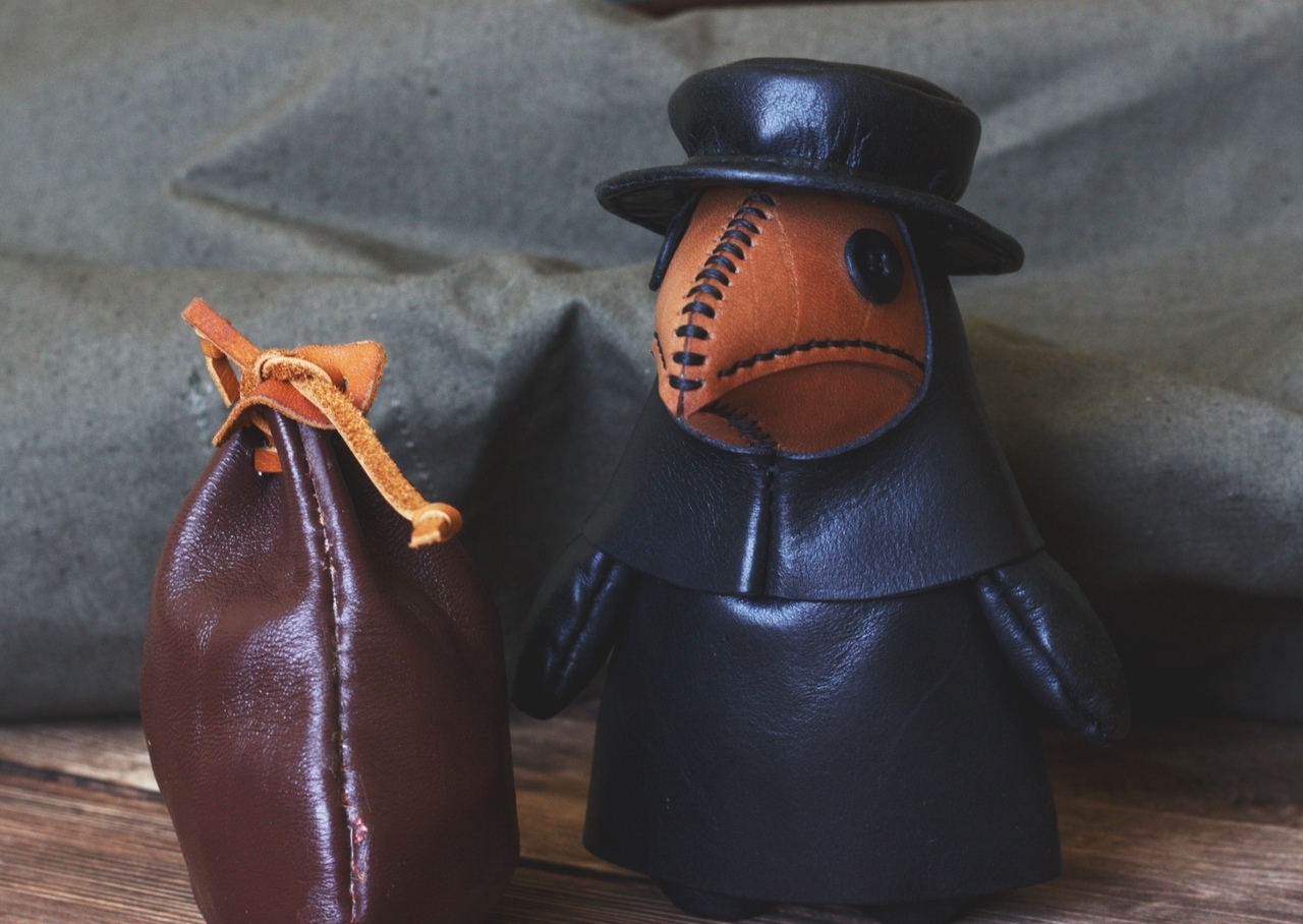 Plague doctor baby - My, Needlework, Handmade, Craft, Doll, Plague Doctor, Doctor Who, Leather products, Accessories, Natural leather, Needlework without process, Longpost