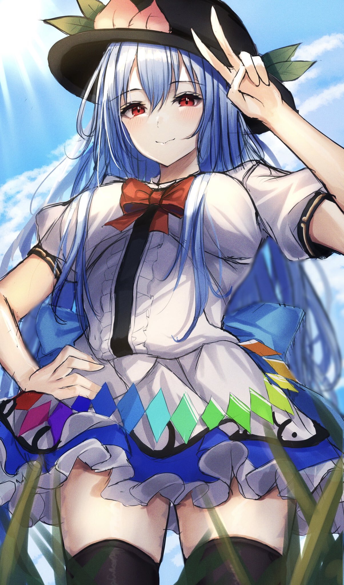 Hinanawi Tenshi - Touhou, Hinanawi tenshi, Anime art, Art, 7saki, Anime