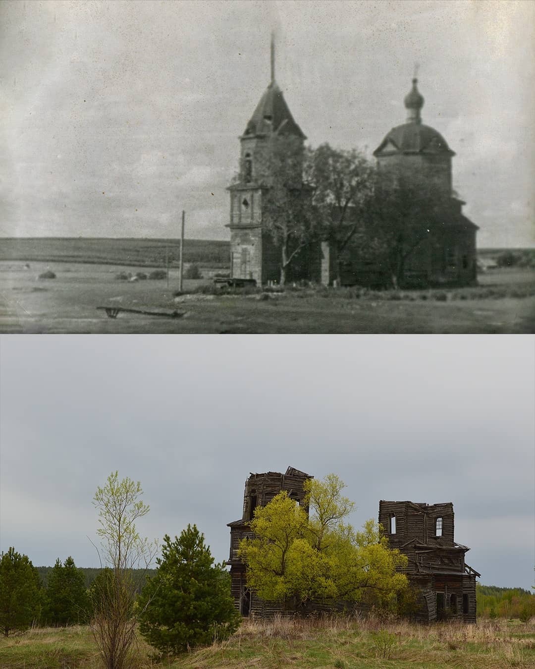 Время берет своё - Фотография, Деревня, Село, Длиннопост, Было-Стало