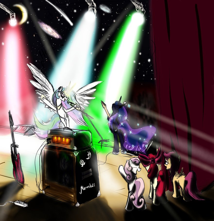 Show must go on! - My little pony, Princess luna, Sweetie belle, Princess celestia, Applebloom, PonyArt, Scootaloo