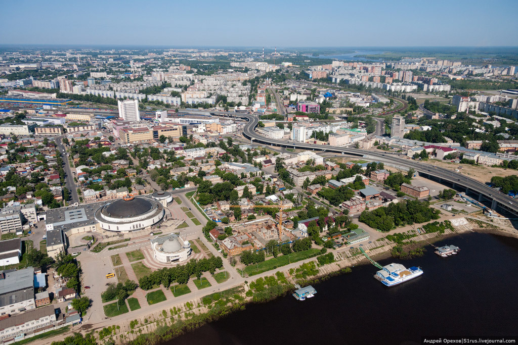 Между метромостом и стадионом. Фотограф Андрей Орехов - Нижний Новгород, Вид сверху, Было-Стало, Длиннопост