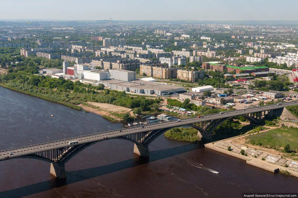 Между метромостом и стадионом. Фотограф Андрей Орехов - Нижний Новгород, Вид сверху, Было-Стало, Длиннопост