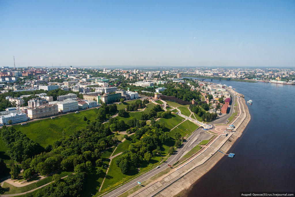 Между метромостом и стадионом. Фотограф Андрей Орехов - Нижний Новгород, Вид сверху, Было-Стало, Длиннопост