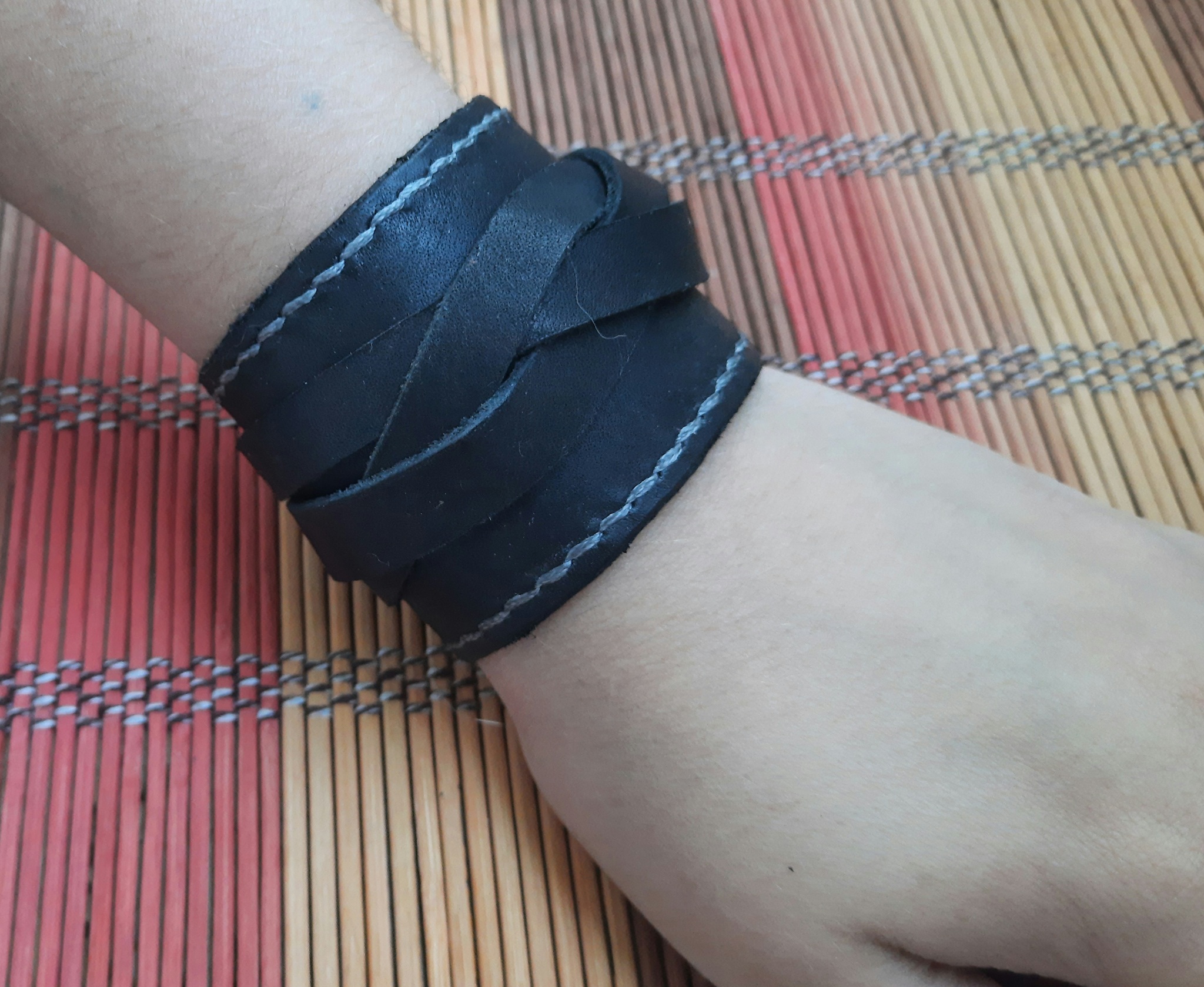 Bracelet - My, Leather products, Новичок, Needlework without process, Longpost