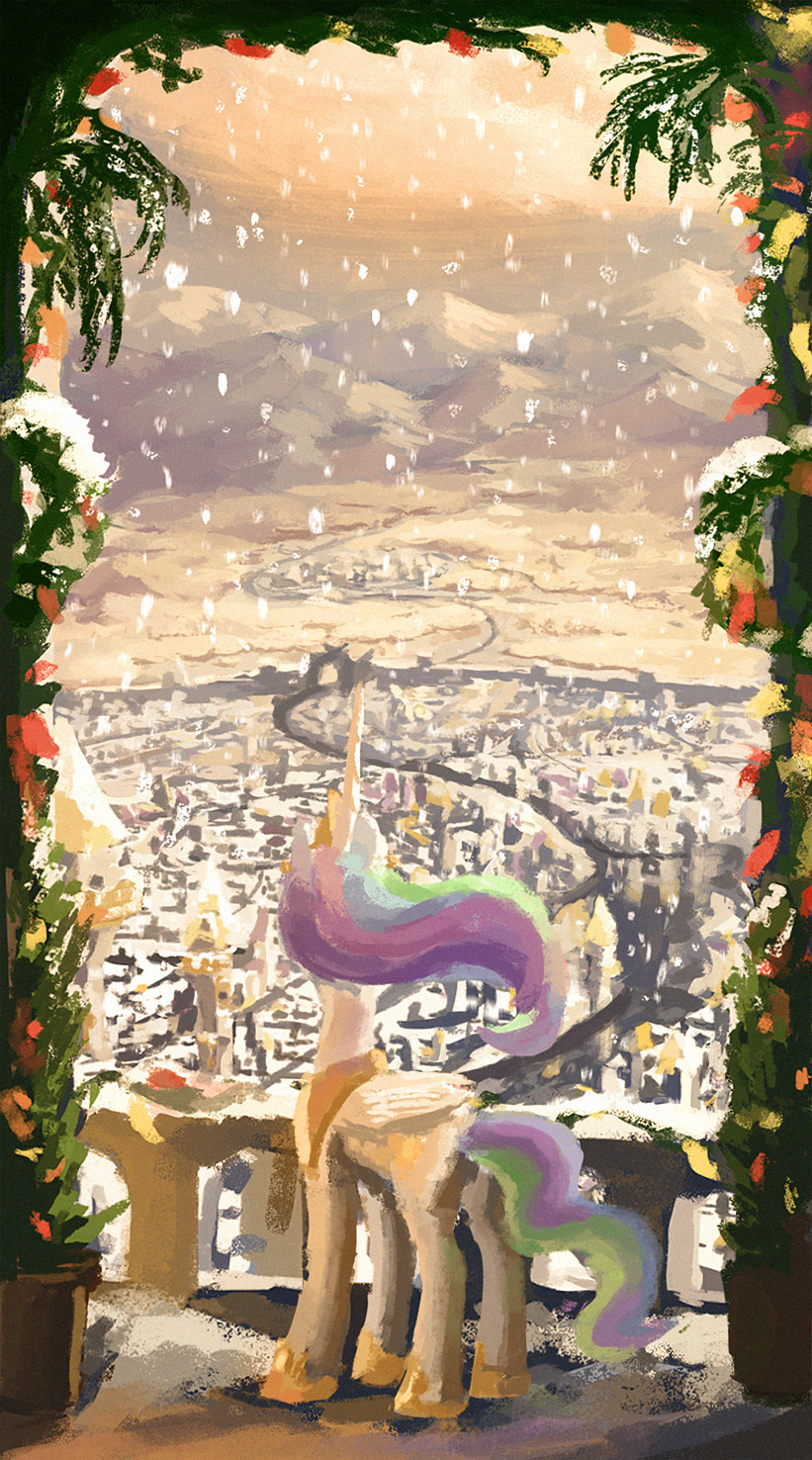 On the balcony - My little pony, PonyArt, Princess celestia, Plainoasis