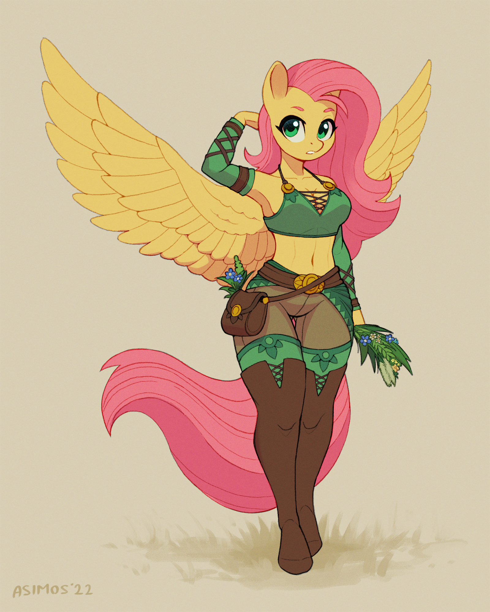 In search of herbs - My little pony, PonyArt, Fluttershy, Anthro, Asimo