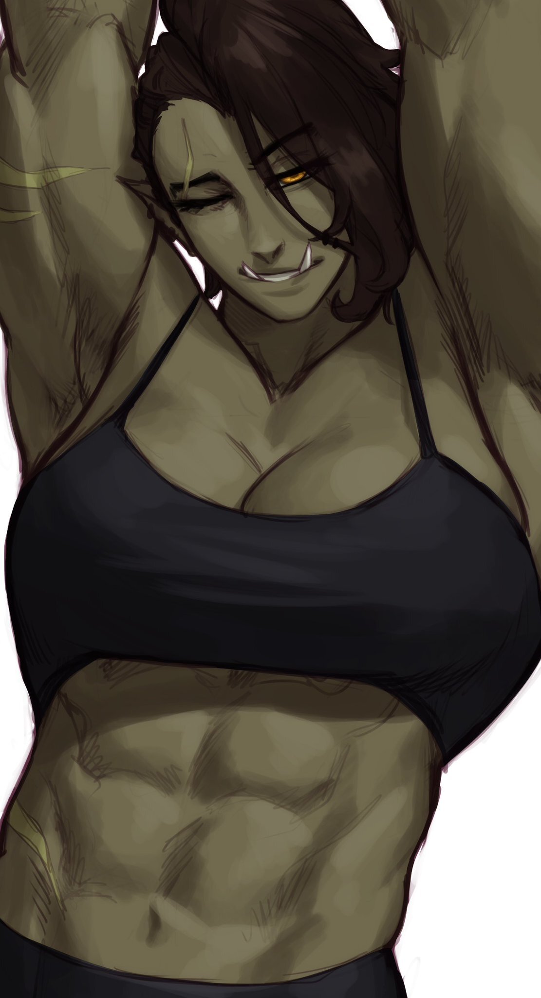 Hi - Drawing, Girls, Strong girl, Orcs, Sotcho, Art