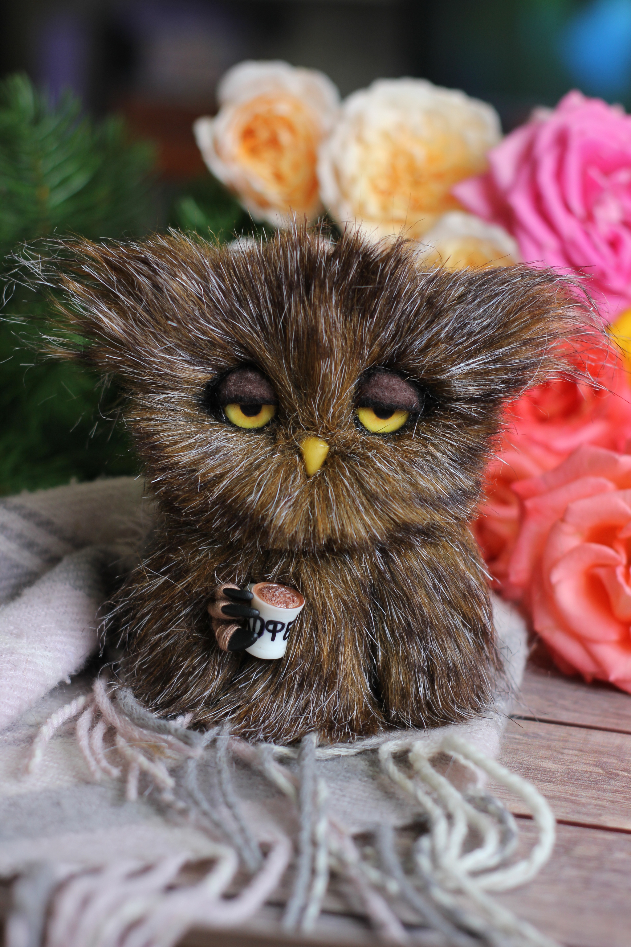 Monday morning)) - My, Owl, Handmade, Sleepiness, Milota, Keychain, Longpost, Needlework without process