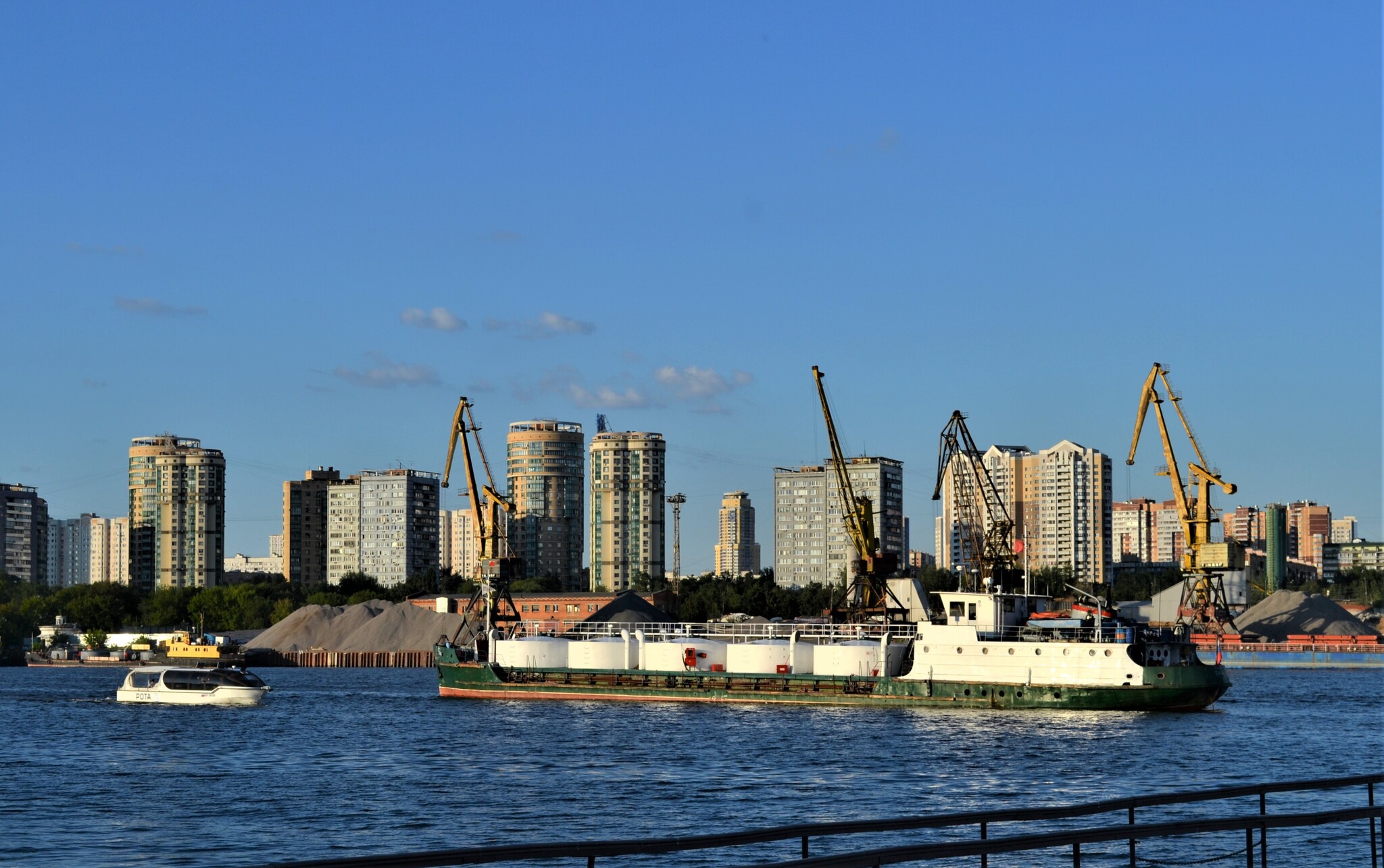 River station from the other side - My, The photo, Sky, Beginning photographer, Nikon, Moscow River, Moscow, Tushino, Barge, River Station, Longpost