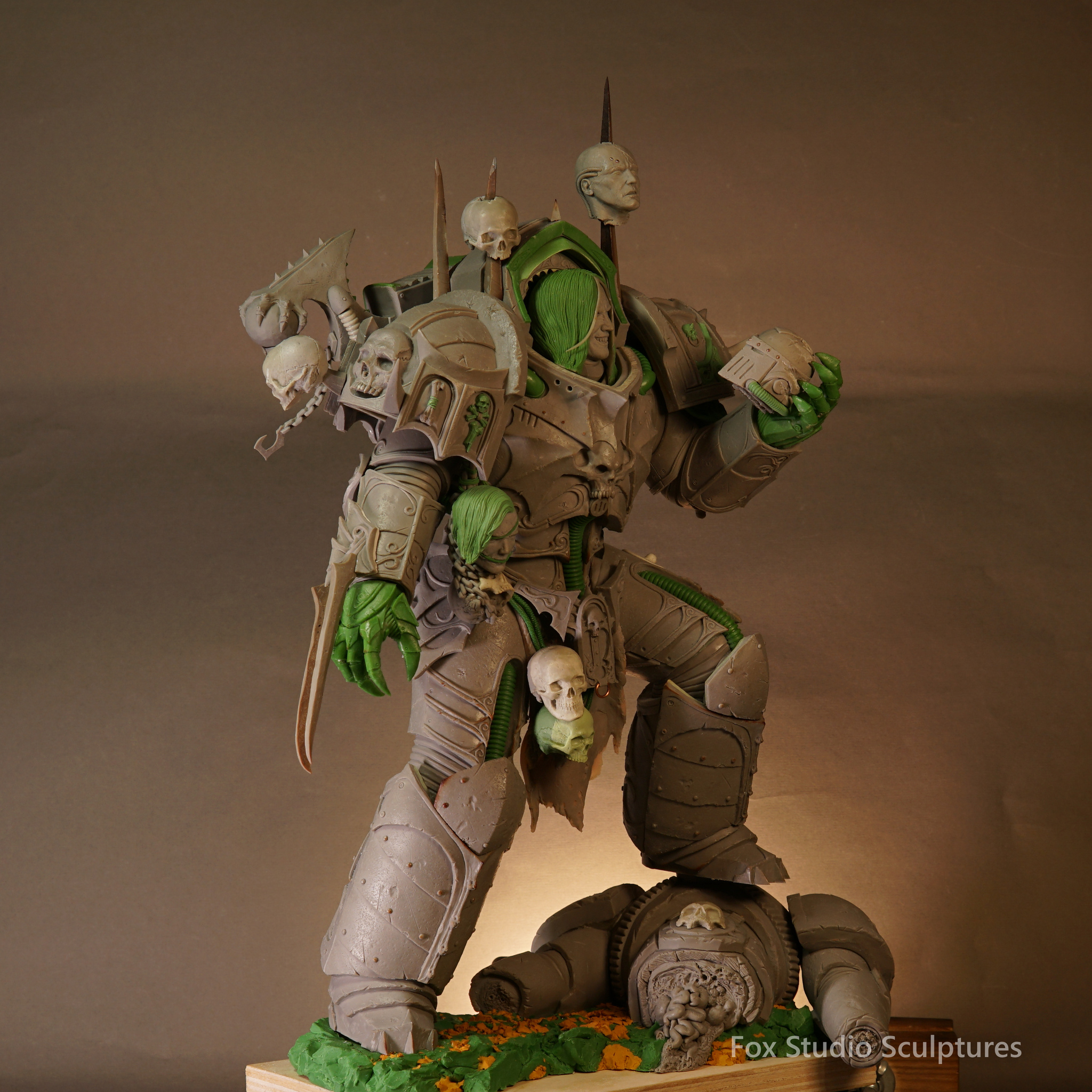 Statue of Konrad Curze. - My, Лепка, Polymer clay, Handmade, Sculpture, Warhammer 40k, Longpost