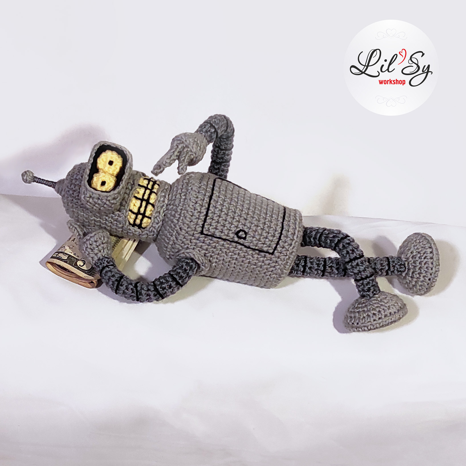 Pocket Bender Rodriguez - My, Knitted toys, Amigurumi, Crochet, Bender Rodriguez, Futurama, Robot, Needlework without process, Longpost