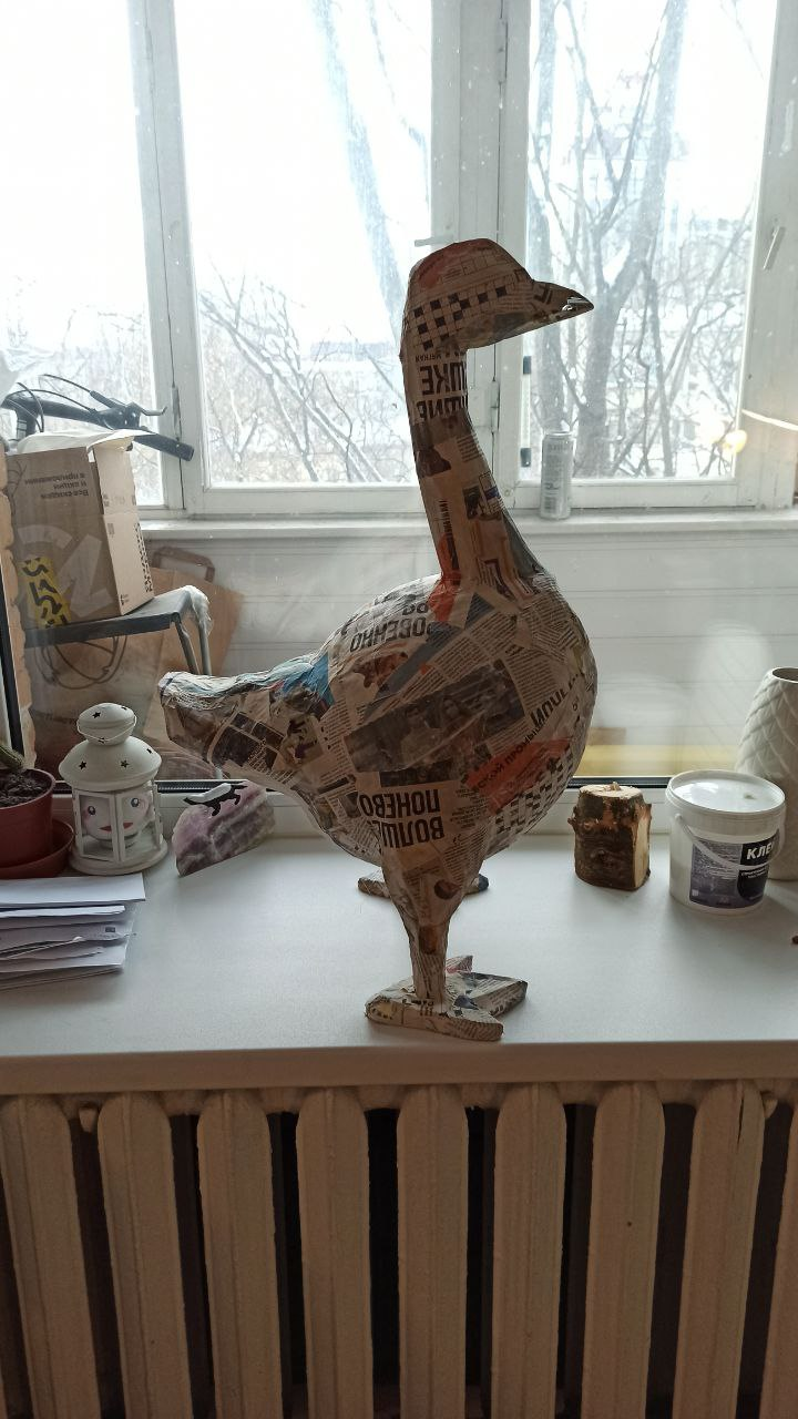 Master class on a goose based on goose game papier-mache - My, Needlework, Needlework with process, Crafts, Decor, Гусь, Untitled Goose Game, Longpost