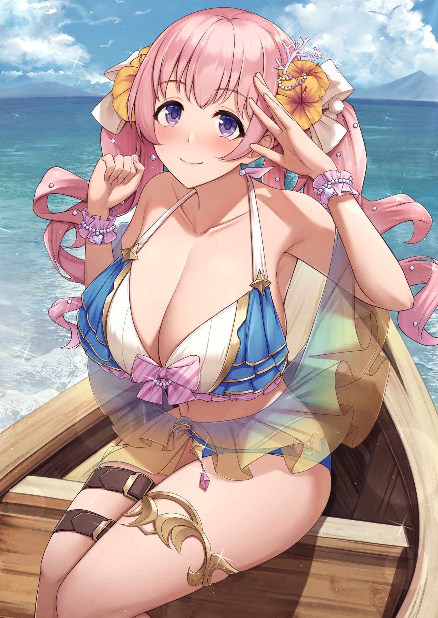 Beach selection from Orz_can - NSFW, Girls, Anime, Anime art, Erotic, Hand-drawn erotica, Swimsuit, Boobs, Orz, Longpost