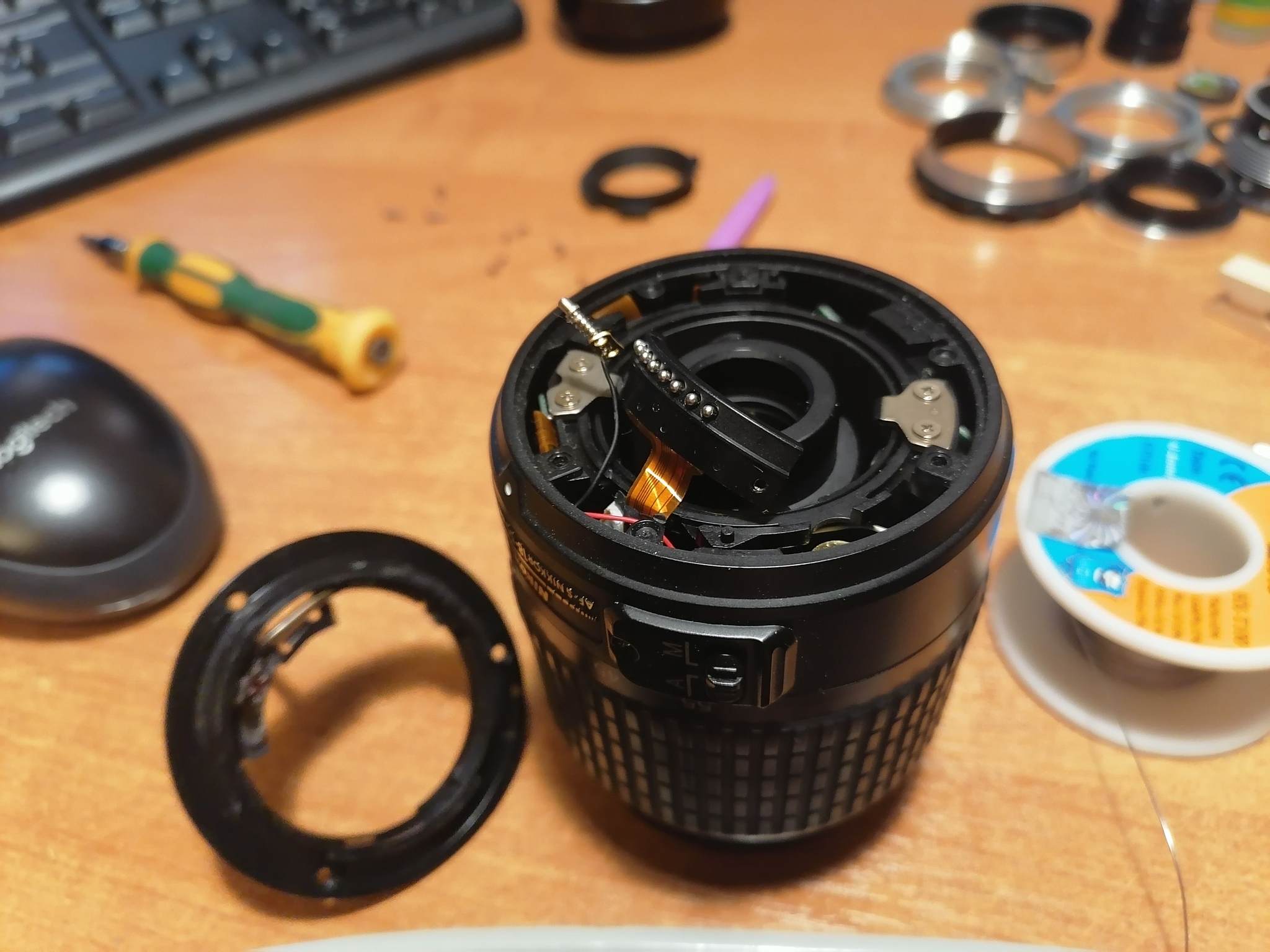 Dismantling and repair of whale Nikkor 18-55 DX ED and VR - My, Lens, Repair, Repairers Community, Longpost