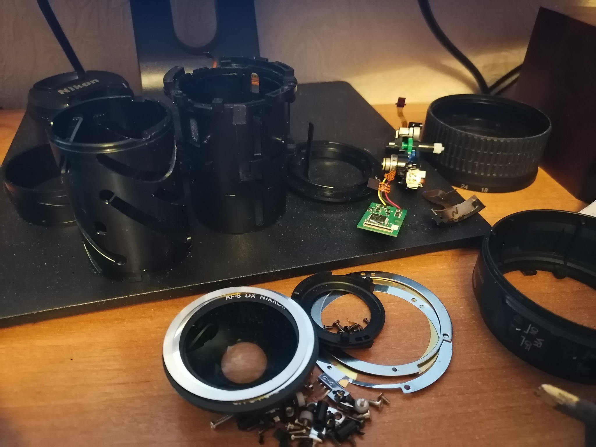 Dismantling and repair of whale Nikkor 18-55 DX ED and VR - My, Lens, Repair, Repairers Community, Longpost