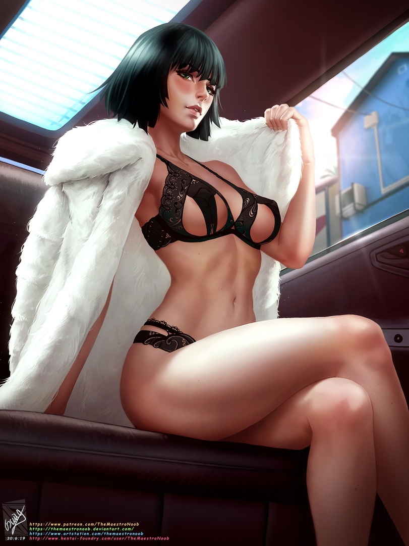 Brunette - NSFW, Art, Erotic, Girls, Hand-drawn erotica, Boobs, Longpost, Anime art, Anime, Onepunchman, Fubuki