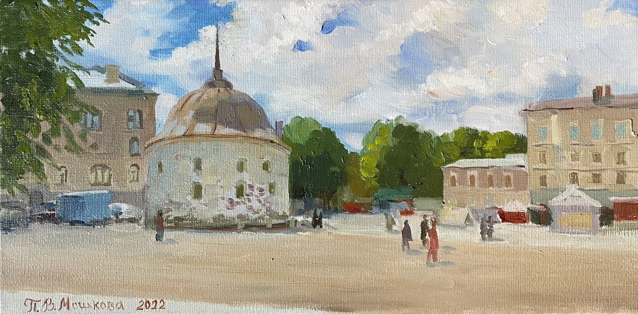 Round tower in Vyborg - My, Landscape, Etude, Painting, Painting, Butter, Oil painting, Realism, Vyborg, Artist, Art, Art