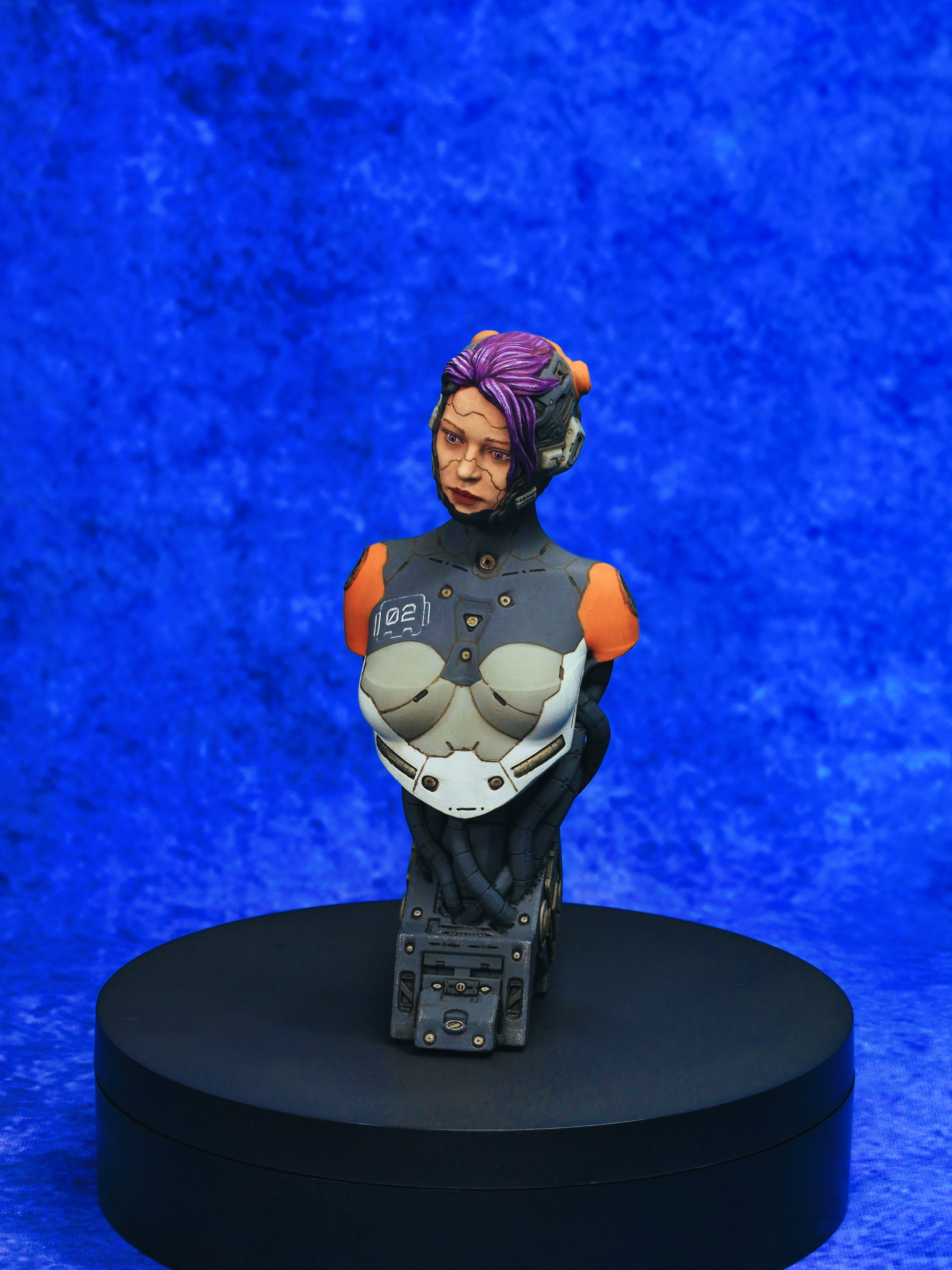 Female-Cyborg Bust - My, 3D печать, Painting miniatures, Figurines, Photopolymer printing, Painting, Cyborgs, Bust, Longpost, Video, Youtube