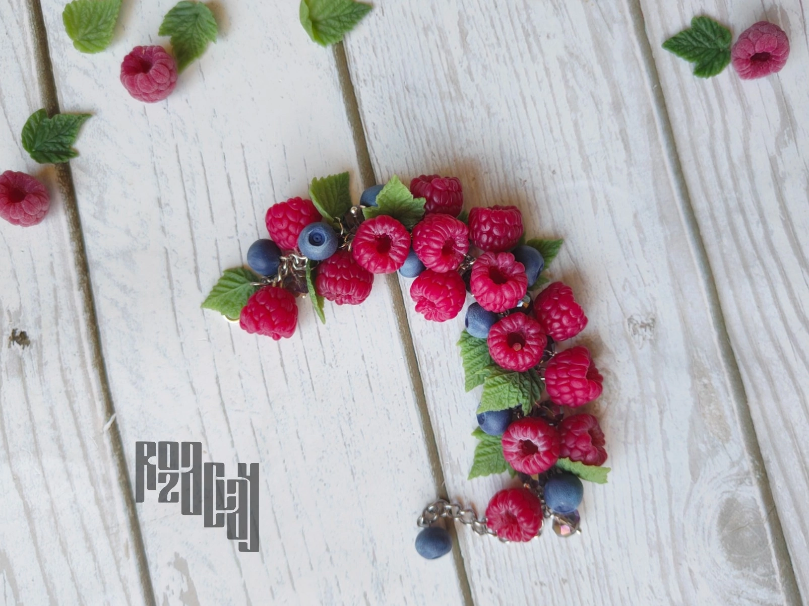 Polymer berry bracelet - My, Polymer clay, Berries, Raspberries, Blueberry, Summer, Decoration, A bracelet, Accessories, Bijouterie, beauty, Needlework without process, Needlework, Handmade, Presents, Longpost