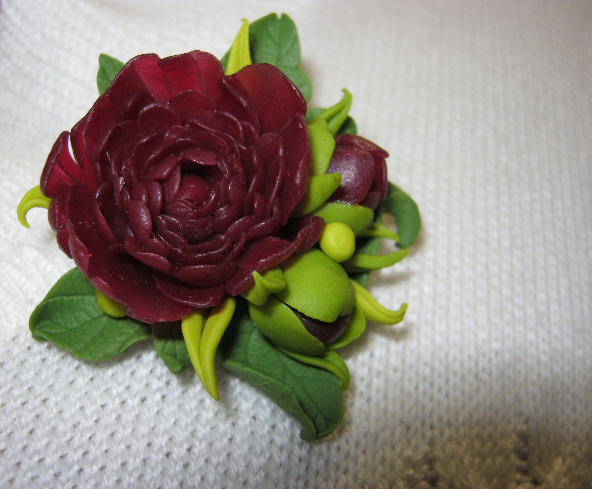 Peony brooch made of baked polymer clay - My, Needlework without process, Polymer clay, Presents, Лепка, Decoration, Brooch, Decor, Womens, Mood, Bijouterie, Handmade, Longpost, Accessories