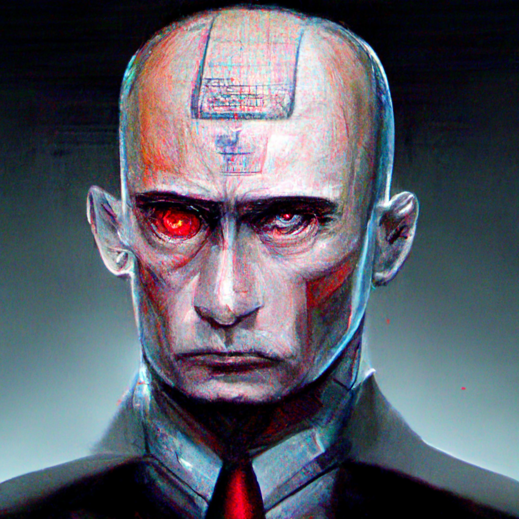 Putin - My, Vladimir Putin, Cyberpunk, Artificial Intelligence, Sketch, Images, the USSR, Robot, Нейронные сети, Longpost, Midjourney