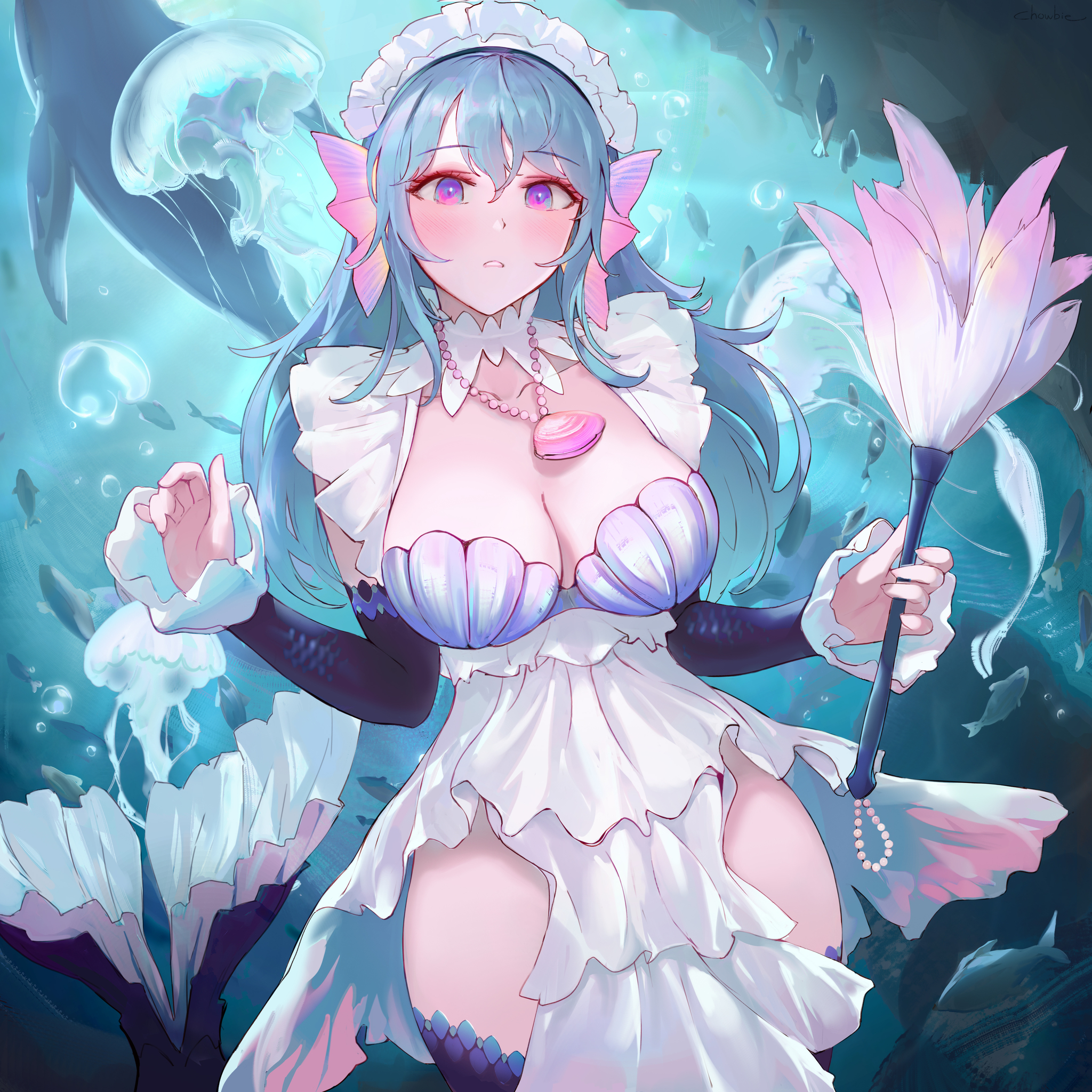 Mermaid Maid - Anime art, Anime, Original character, Chowbie, Housemaid, Mermaid