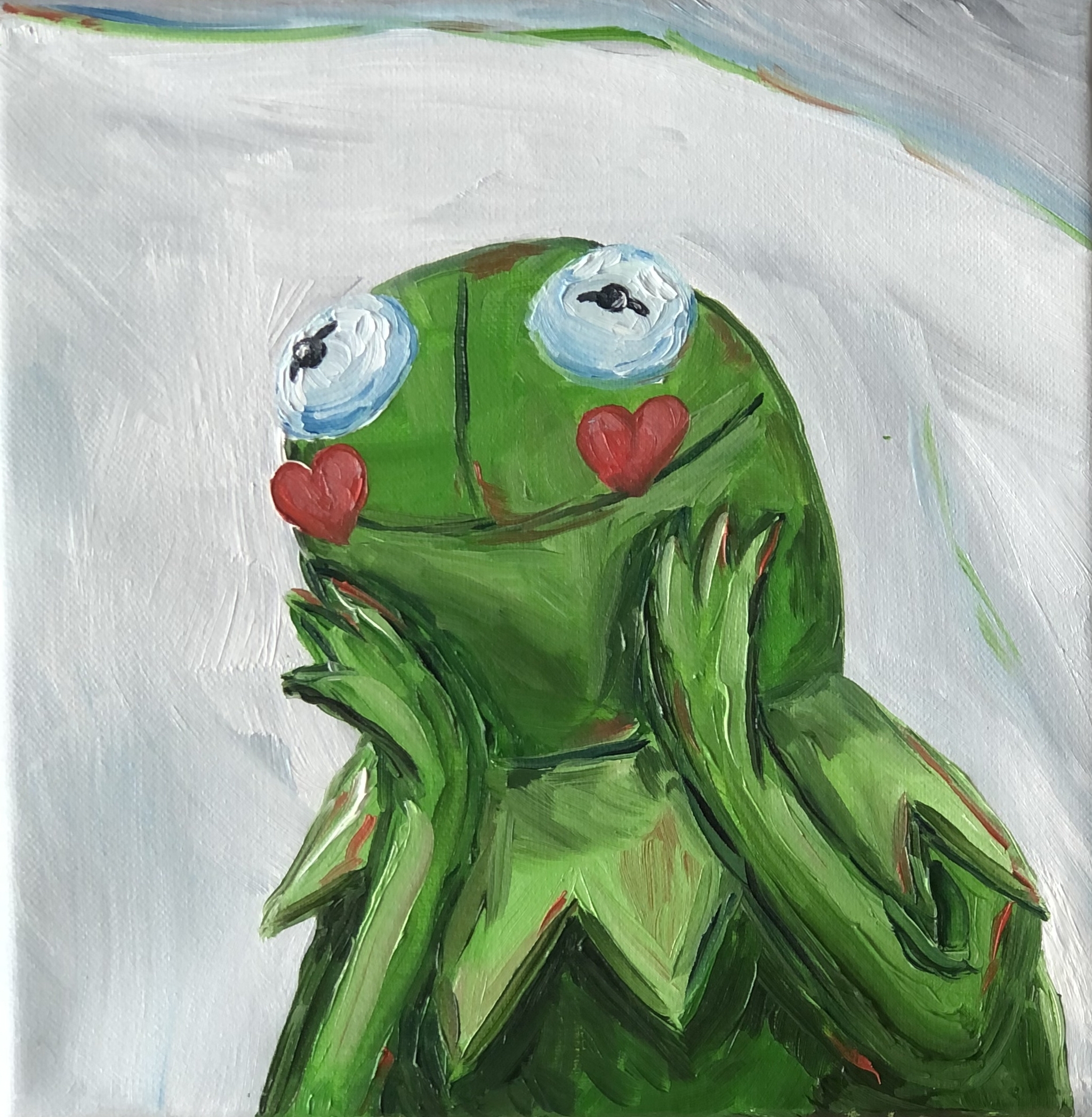 My frogs - My, Oil painting, Frogs, Sesame street, Kermit the Frog, Elmo, Painting, Longpost