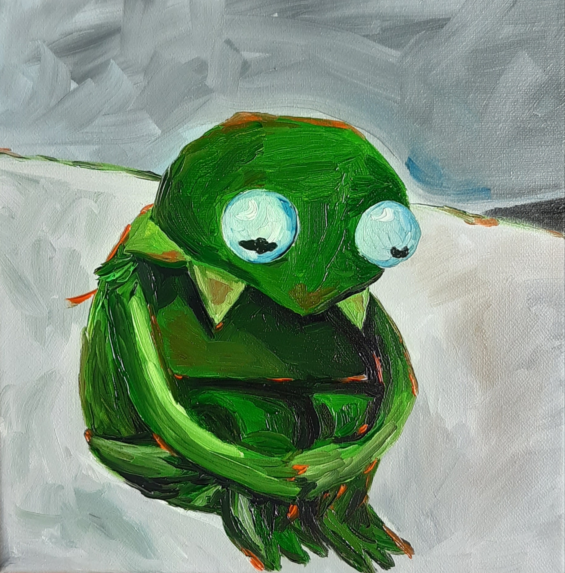 My frogs - My, Oil painting, Frogs, Sesame street, Kermit the Frog, Elmo, Painting, Longpost