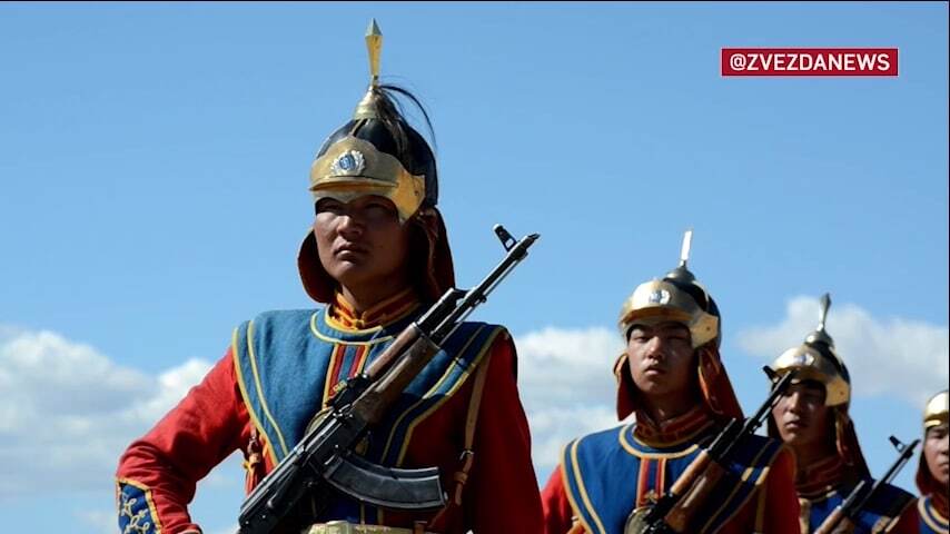 Guard of honor of Mongolia at the opening ceremony of the joint Russian-Mongolian exercises Selenga-2022 - Mongolia, Russia, Military training, Military uniform